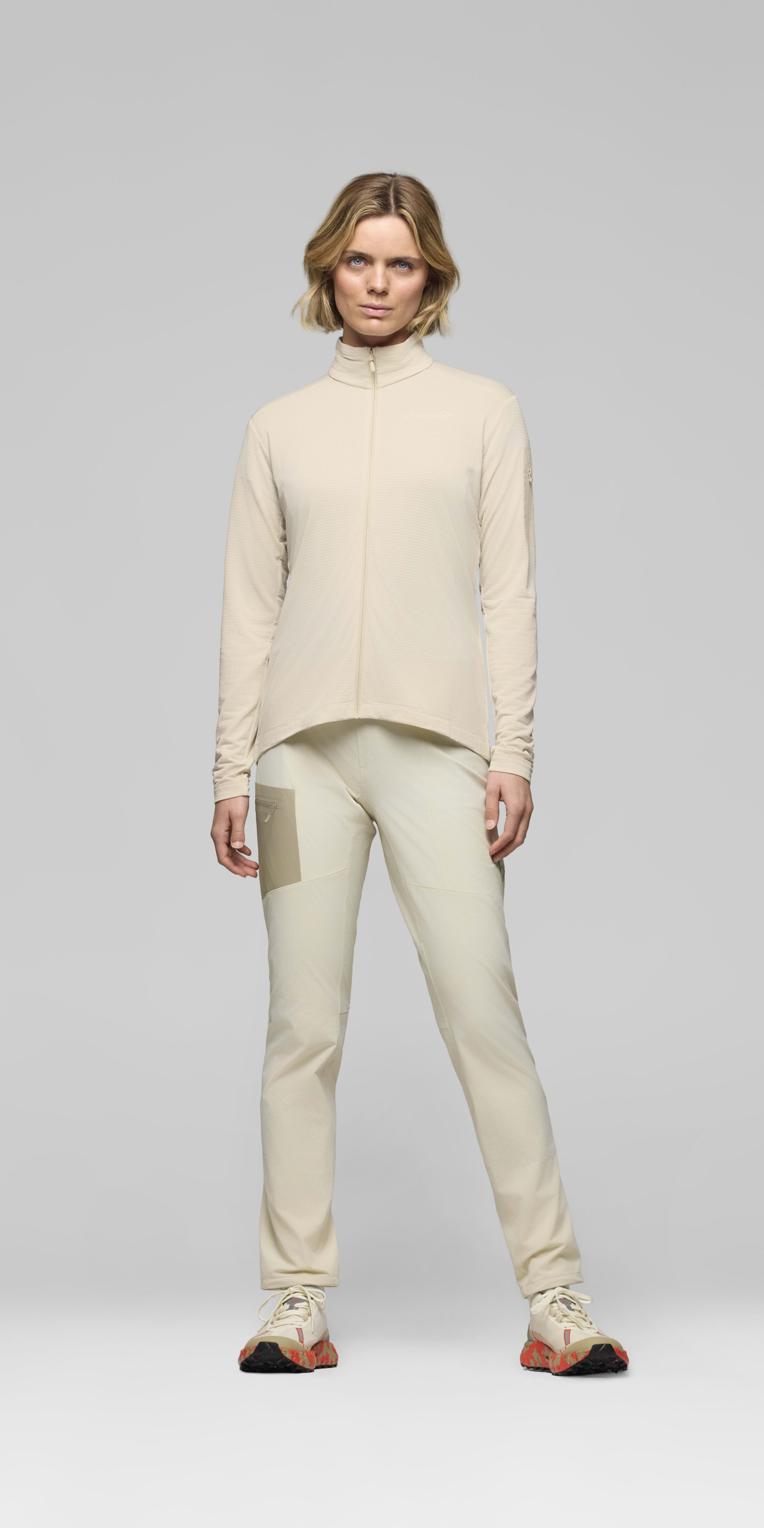 Female Look front image of falketind warm1 Jacket Oatmeal