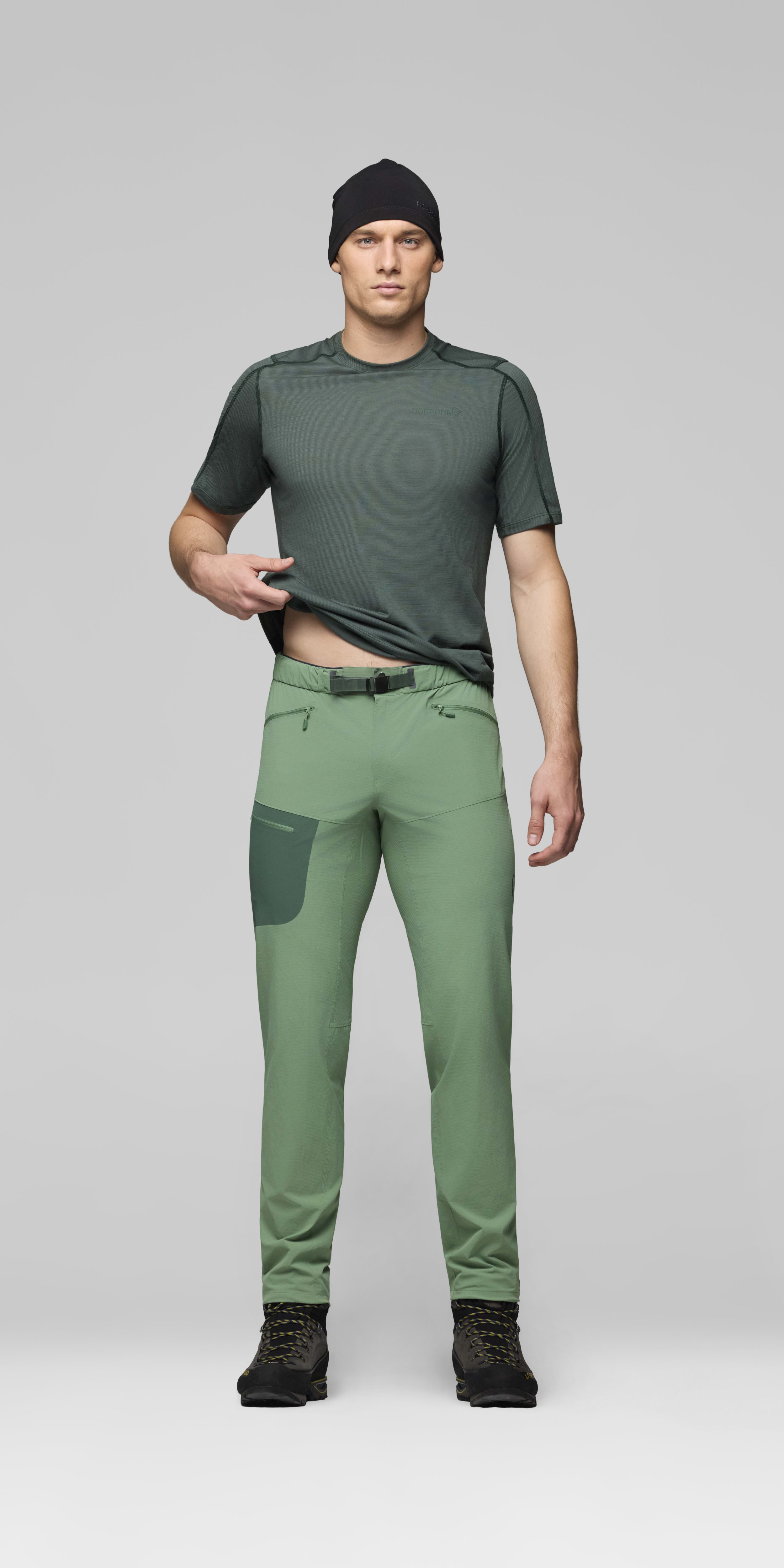 Male Look front image of falketind flex1 light Pants Dark Ivy/Jungle Green
