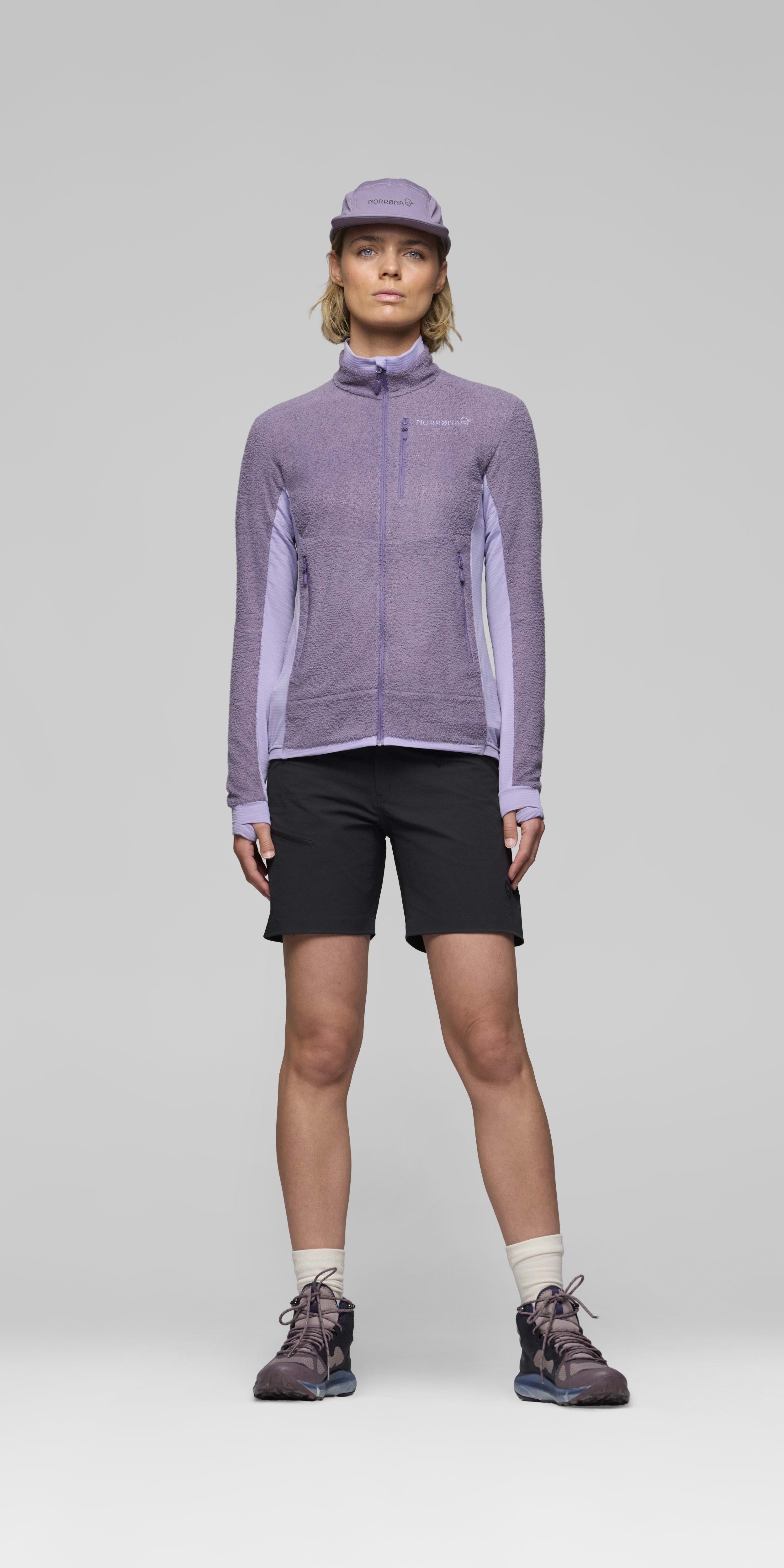 Female Look front image of falketind warm1 active Jacket Purple Sage/Heirloom Lilac