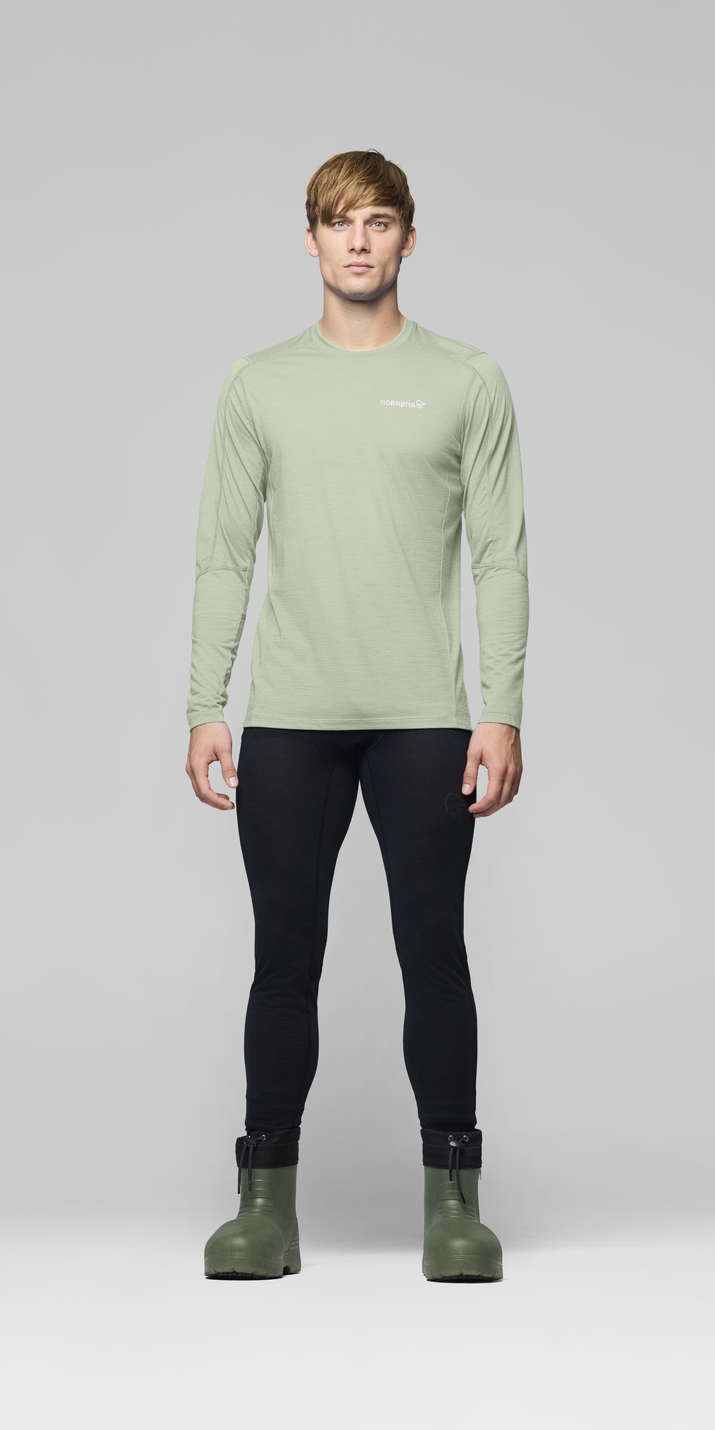 Male Look front image of falketind equaliserUll Long Sleeve Desert Sage