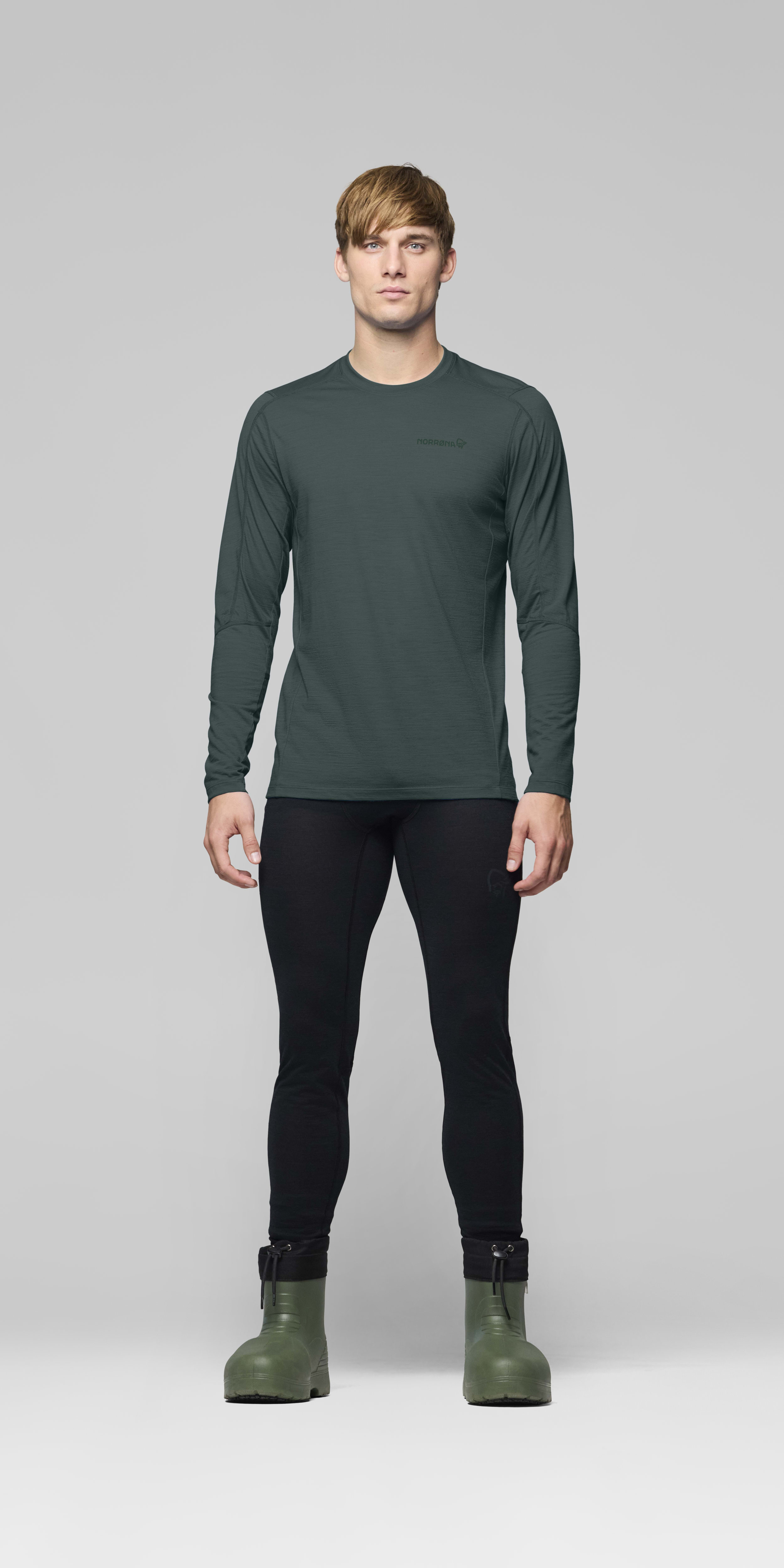 Male Look front image of falketind equaliserUll Long Sleeve Jungle Green