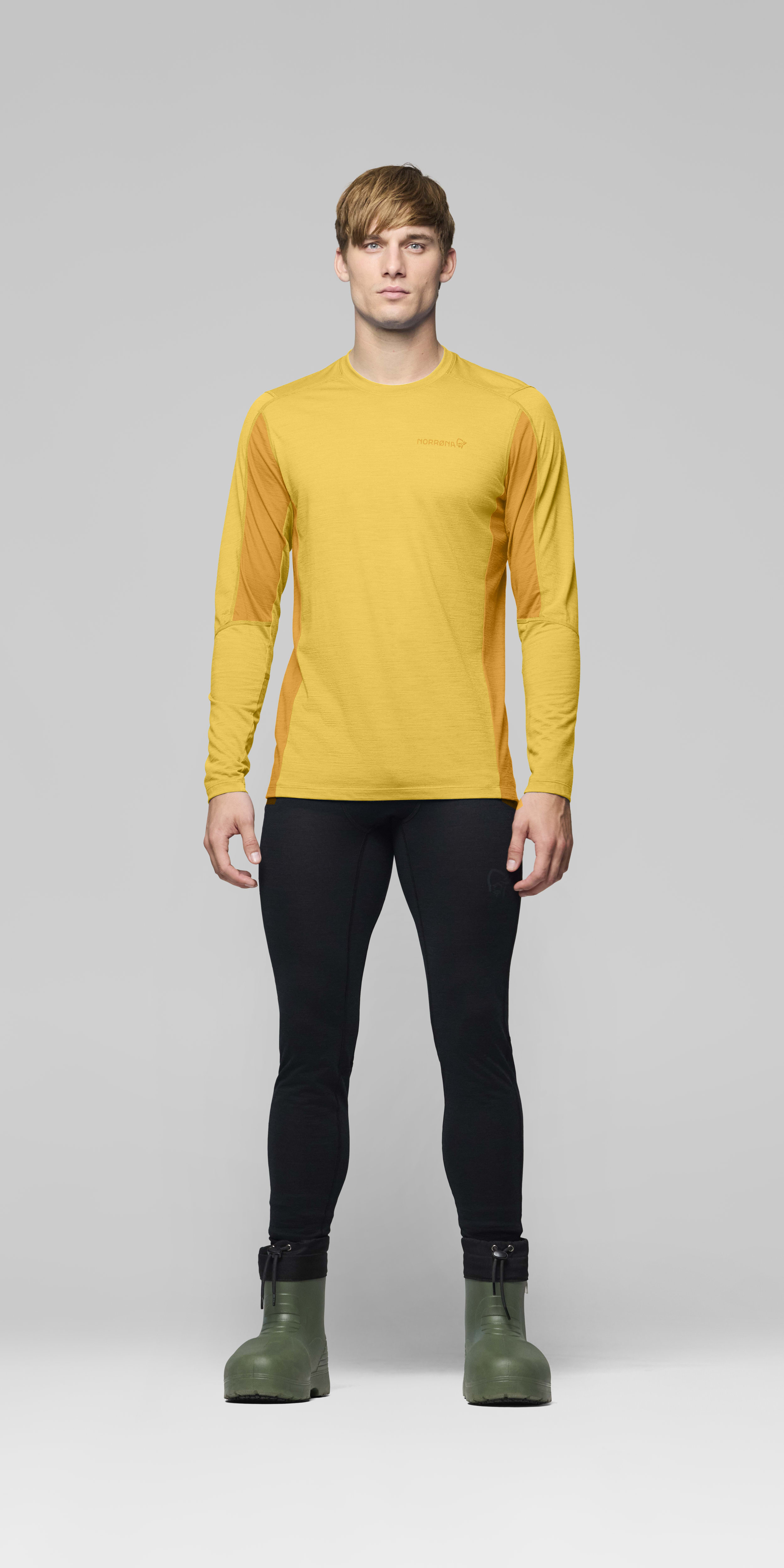 Male Look front image of falketind equaliserUll Long Sleeve Freesia/Sunflower