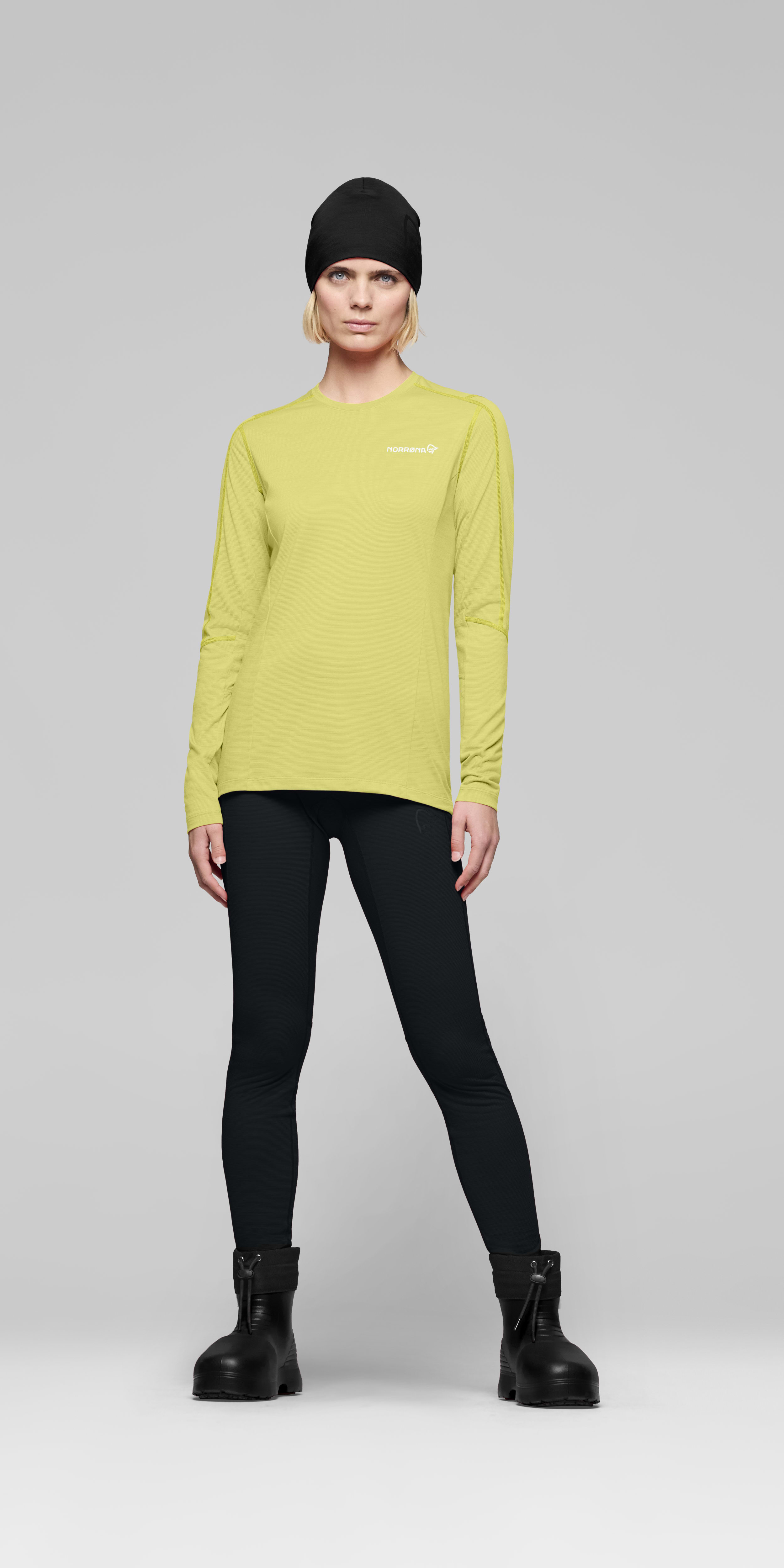 Female Look front image of falketind equaliserUll Long Sleeve Limeade