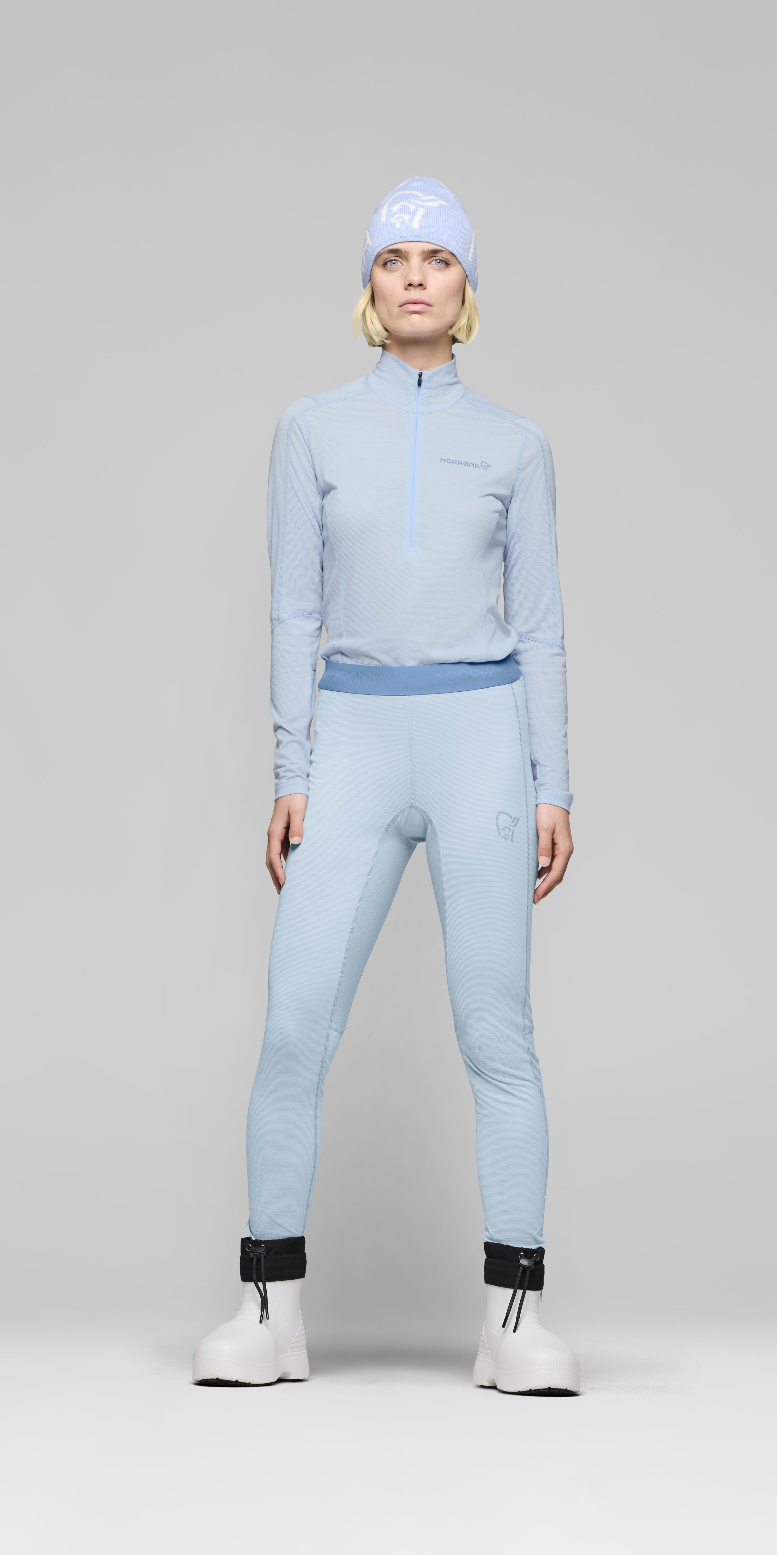 Female Look front image of falketind equaliserUll Longs Cashmere Blue