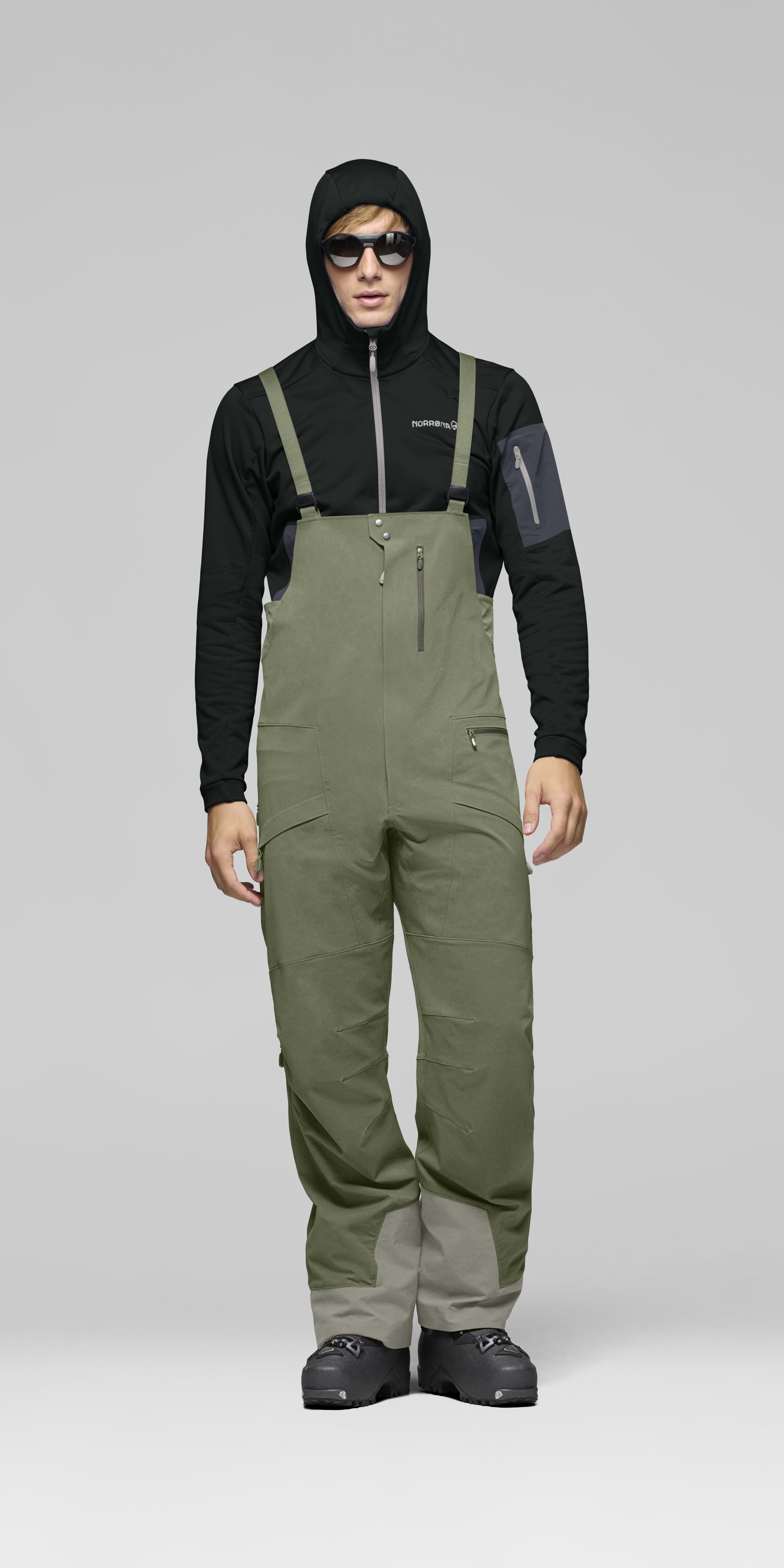 Male Look opening image of more flex1 Bibs Deep Lichen Green