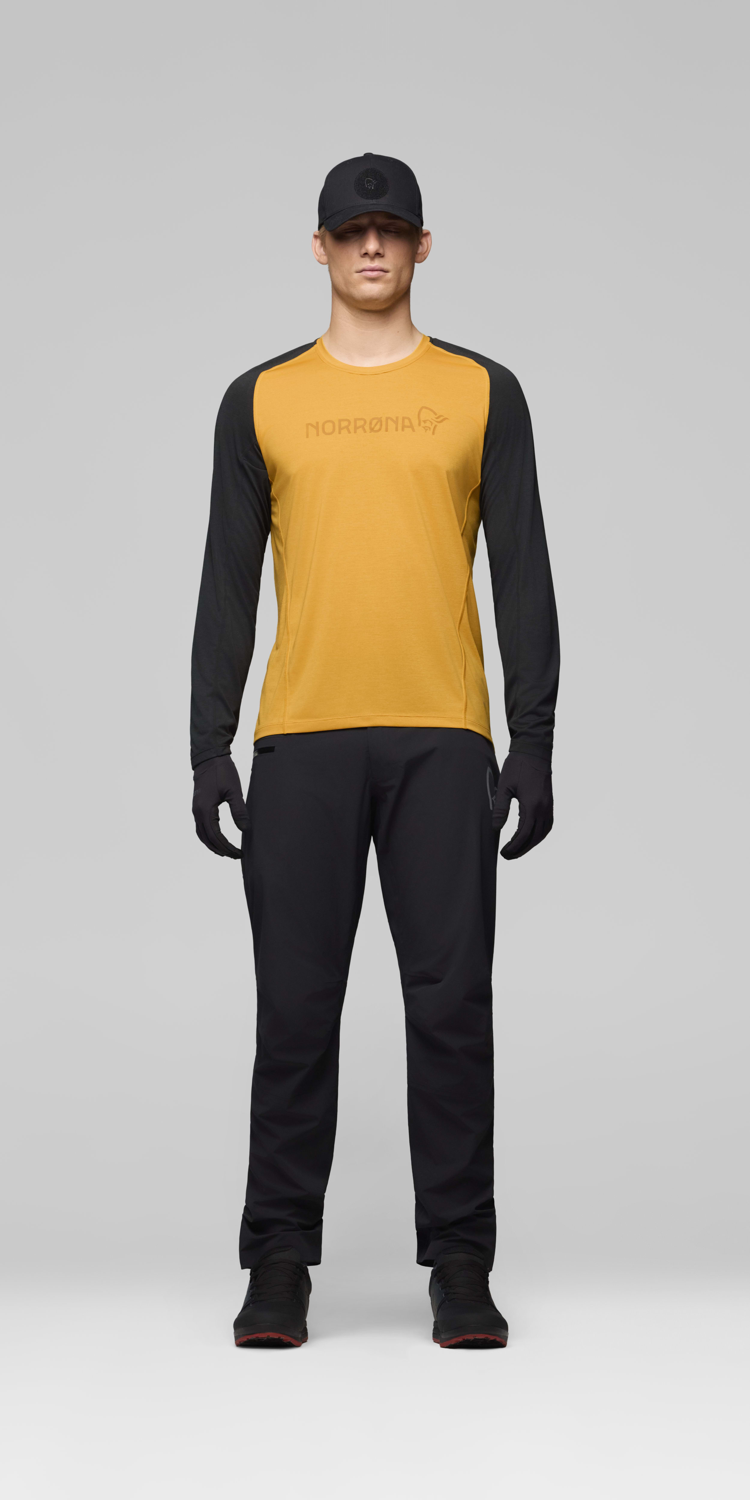 Male Look front image of fjora equaliser lightweight Long Sleeve Sunflower/Caviar Black