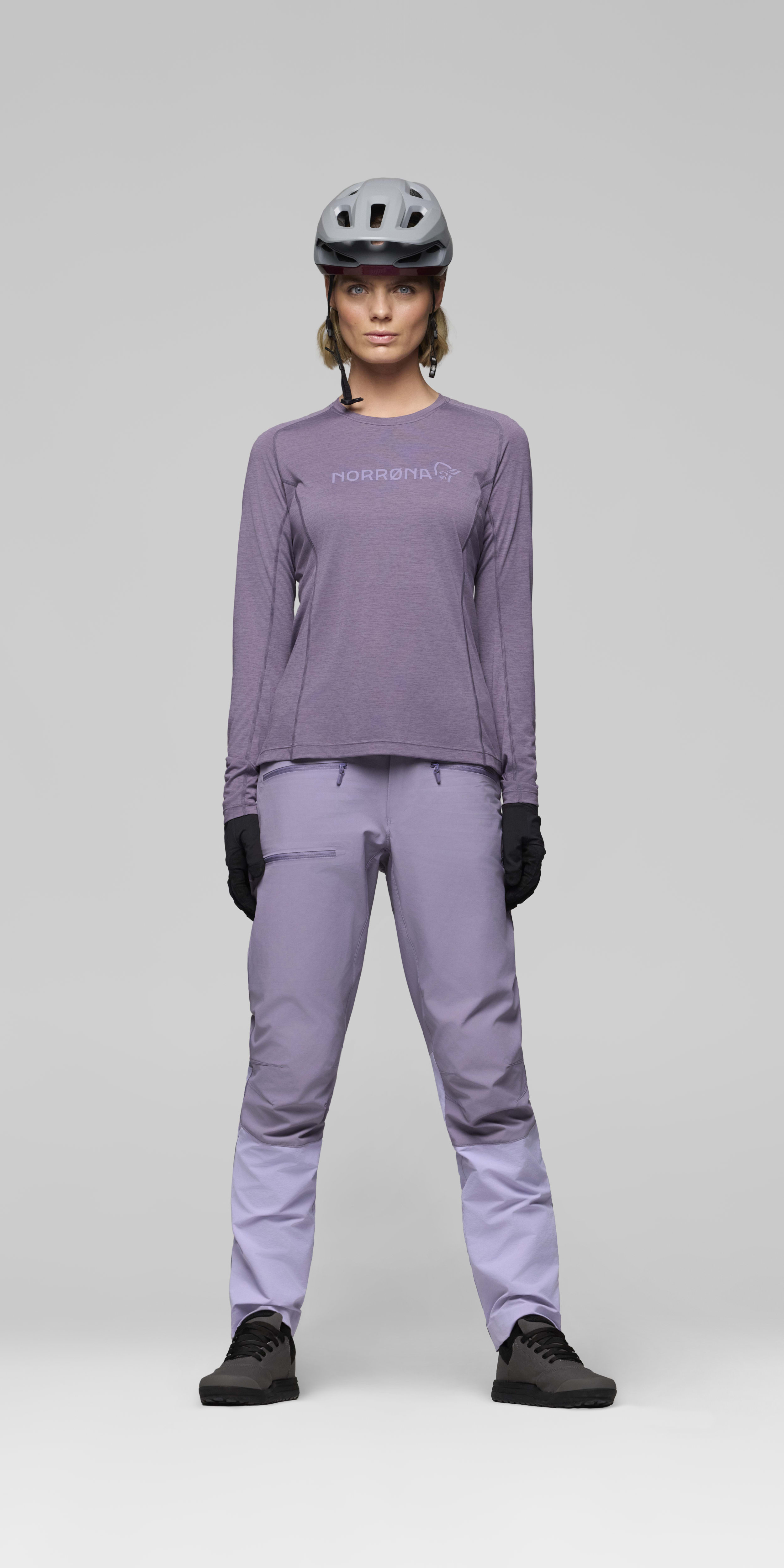 Female Look front image of fjora equaliser lightweight Long Sleeve Purple Sage/Heirloom Lilac
