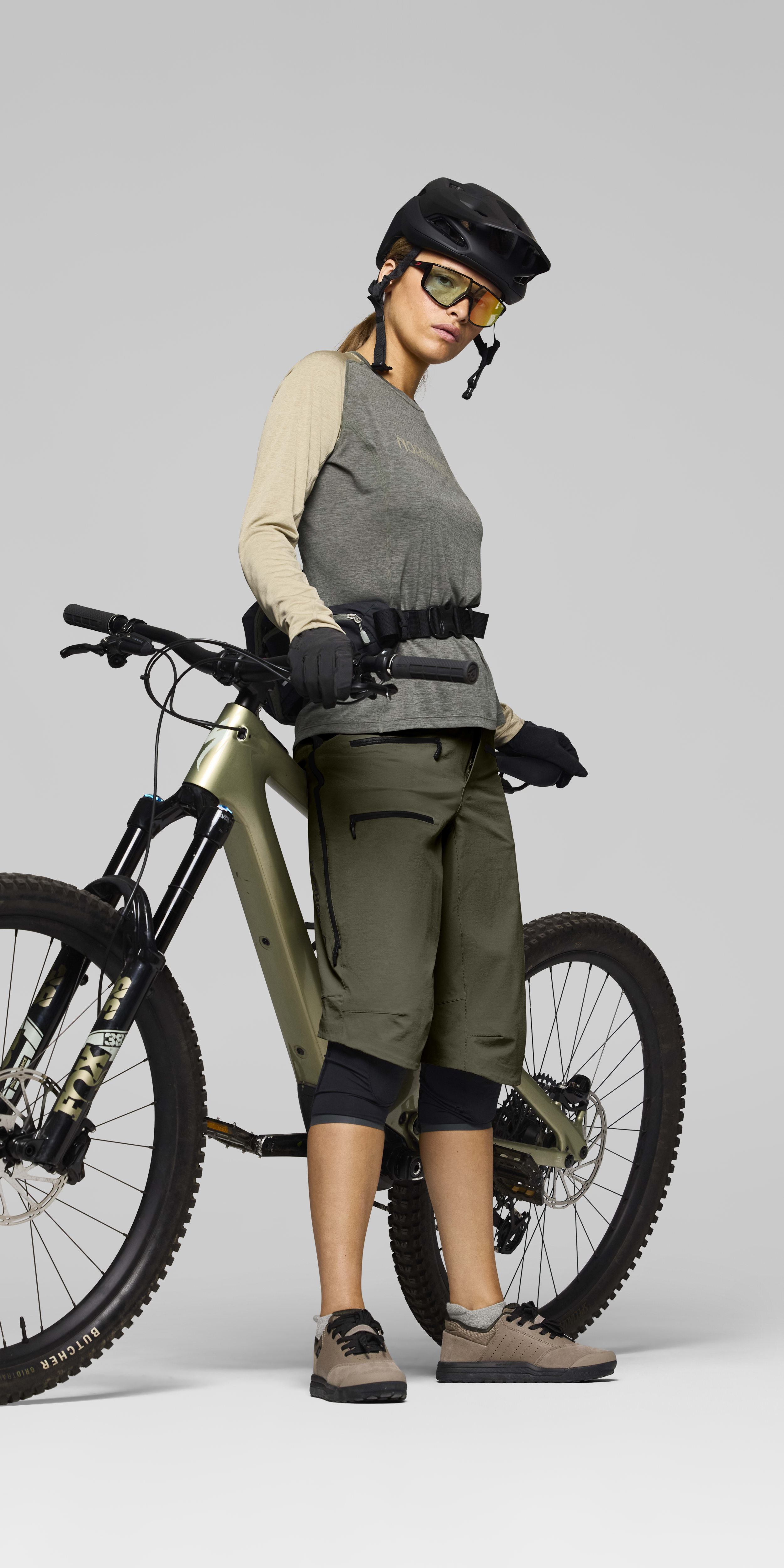 Female Look opening image of fjora flex1 Shorts Olive Night