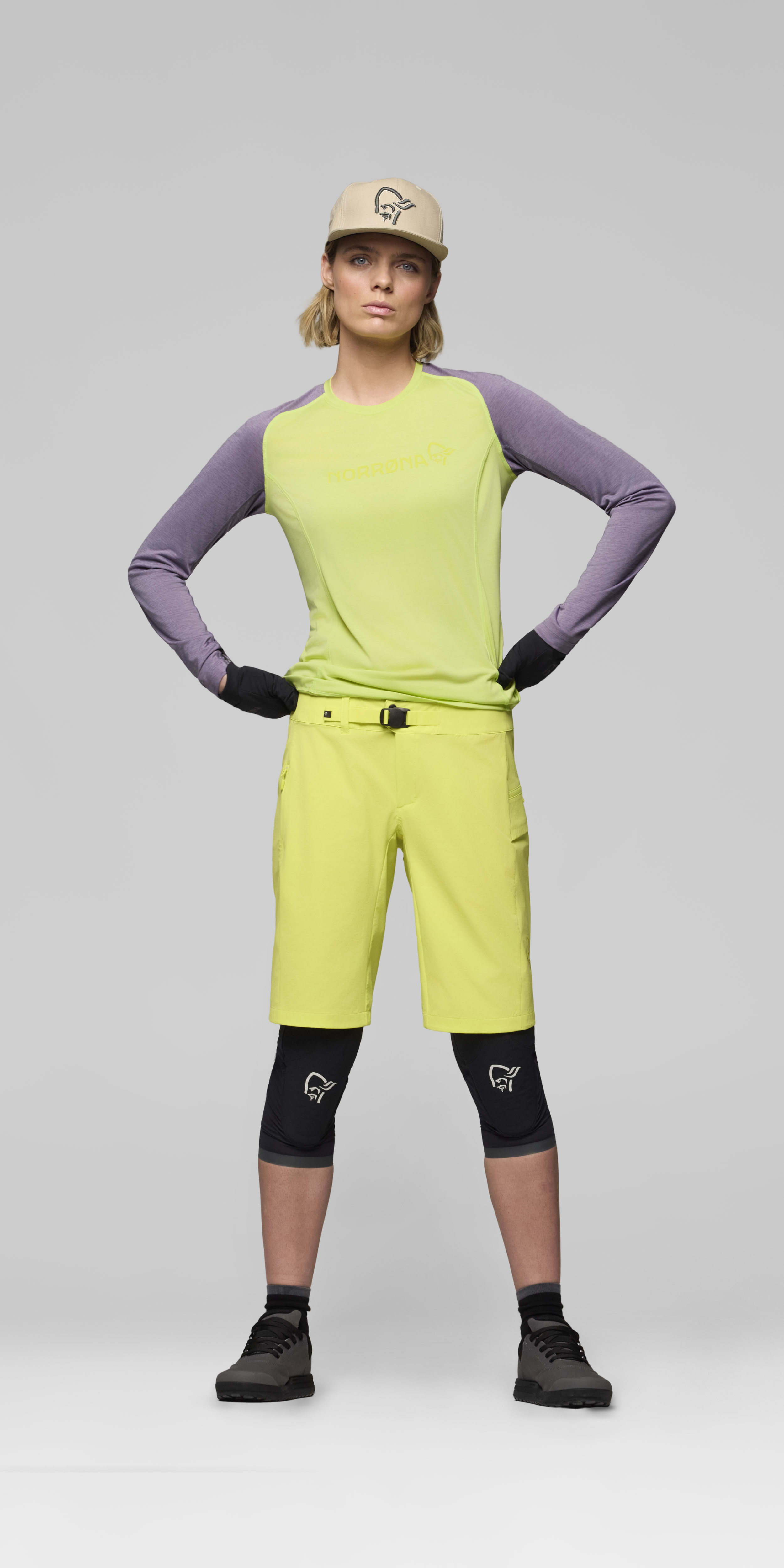 Female Look front image of fjora flex1 mid weight Shorts Limeade