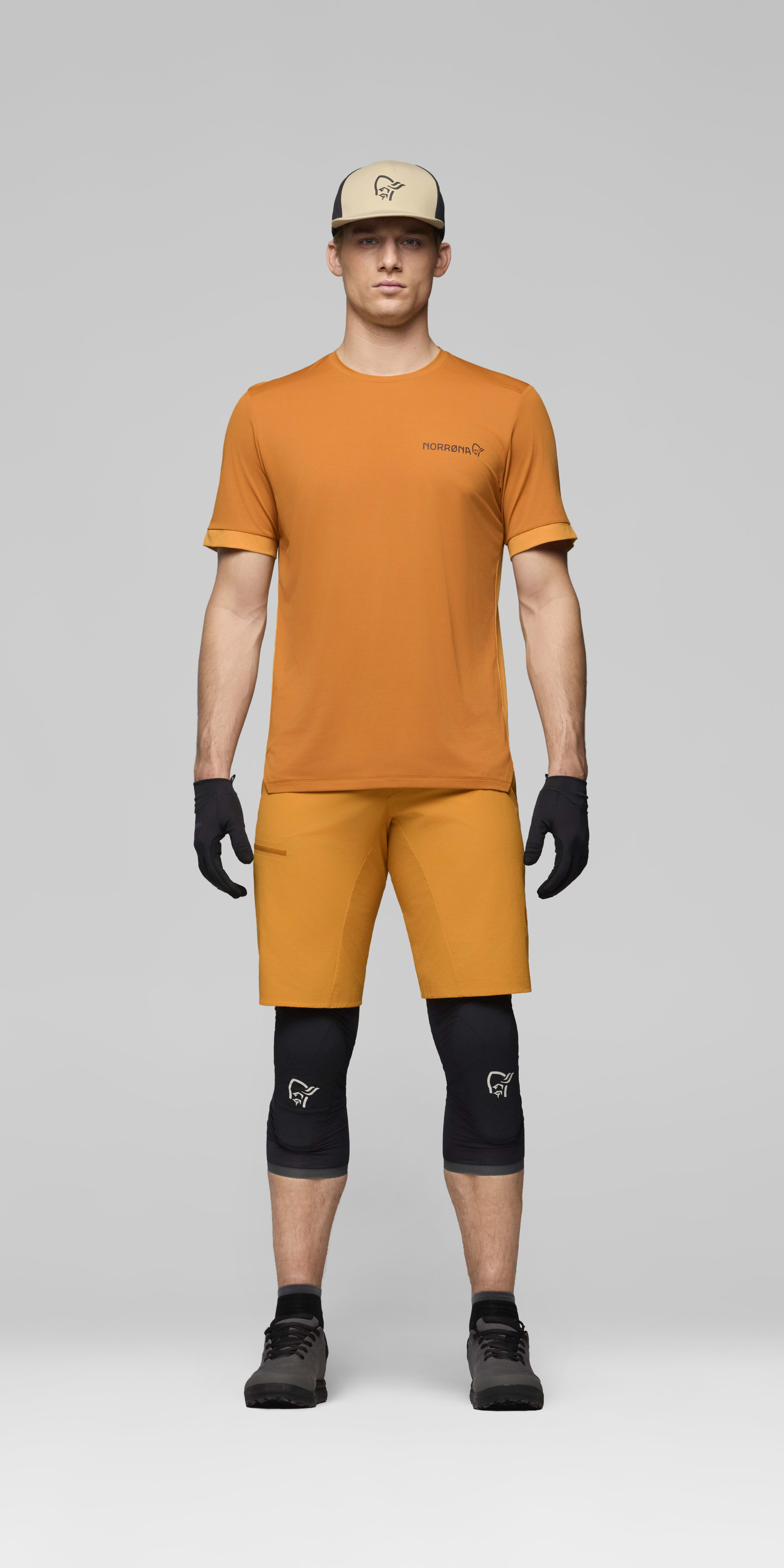 Male Look front image of fjora equaliser T-shirt Honey Ginger/Sunflower
