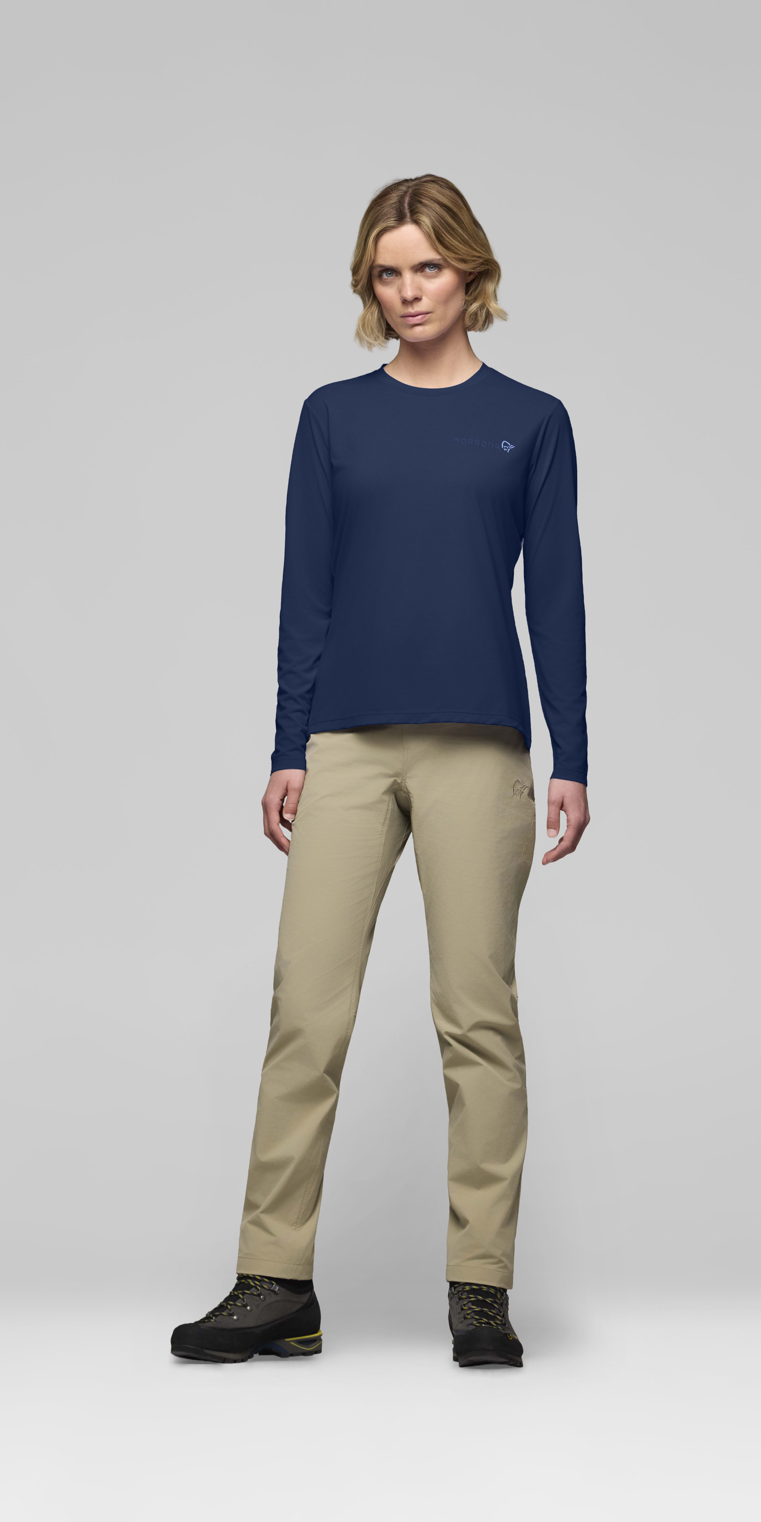 Female Look front image of femund tech Long Sleeve Indigo Night