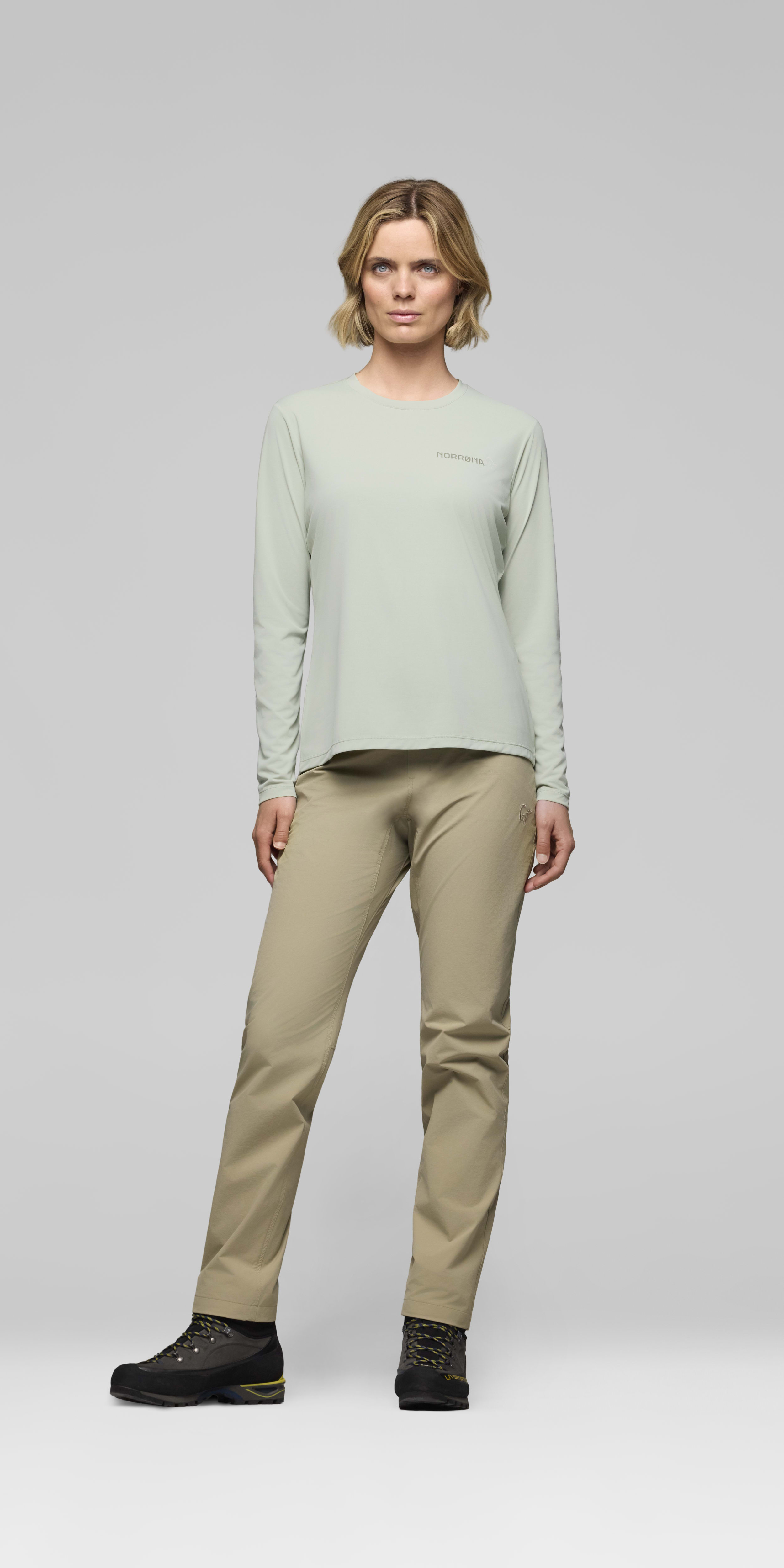 Female Look front image of femund tech Long Sleeve Desert Sage