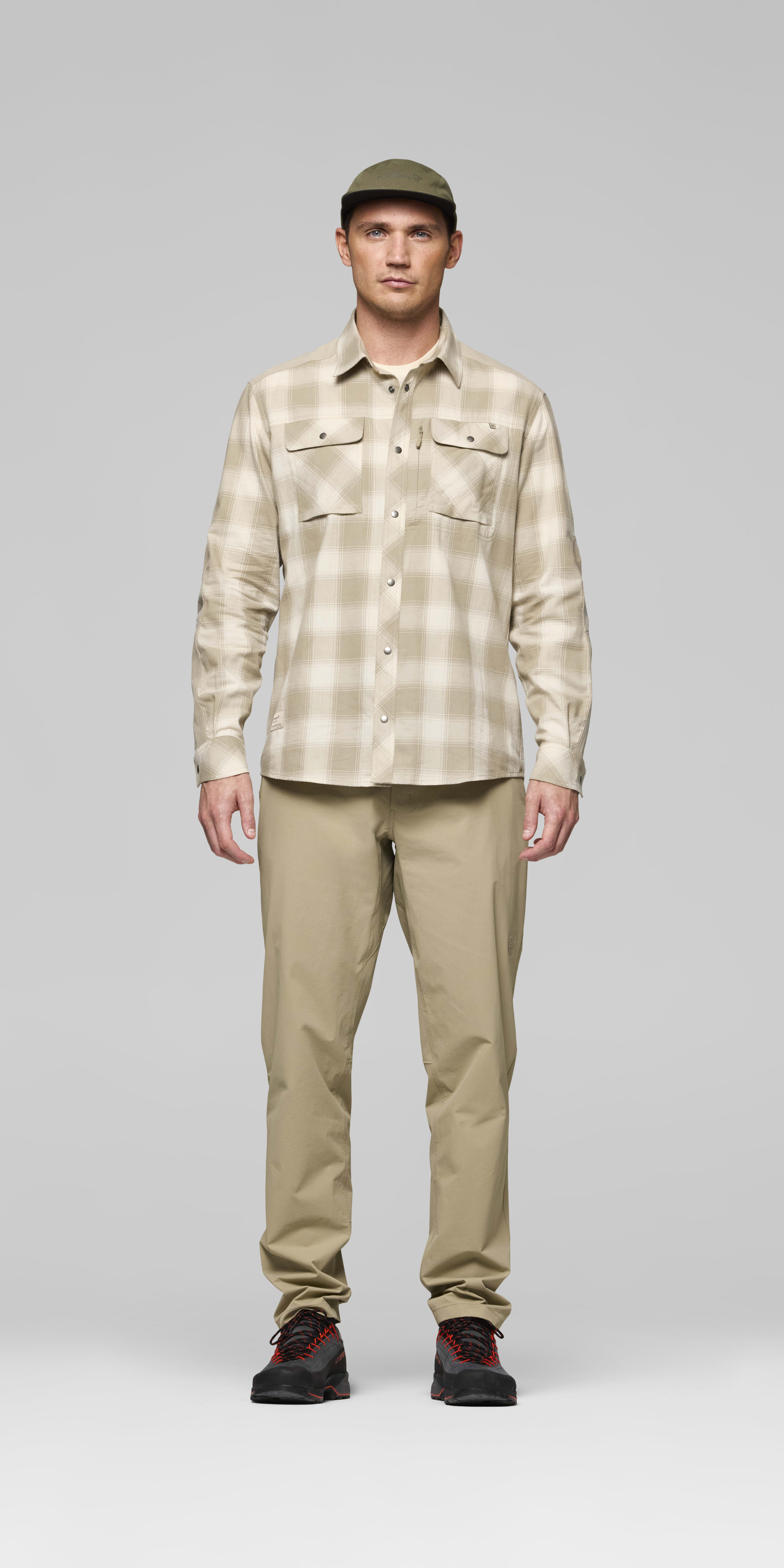 Male Look front image of femund flannel Shirt Oatmeal