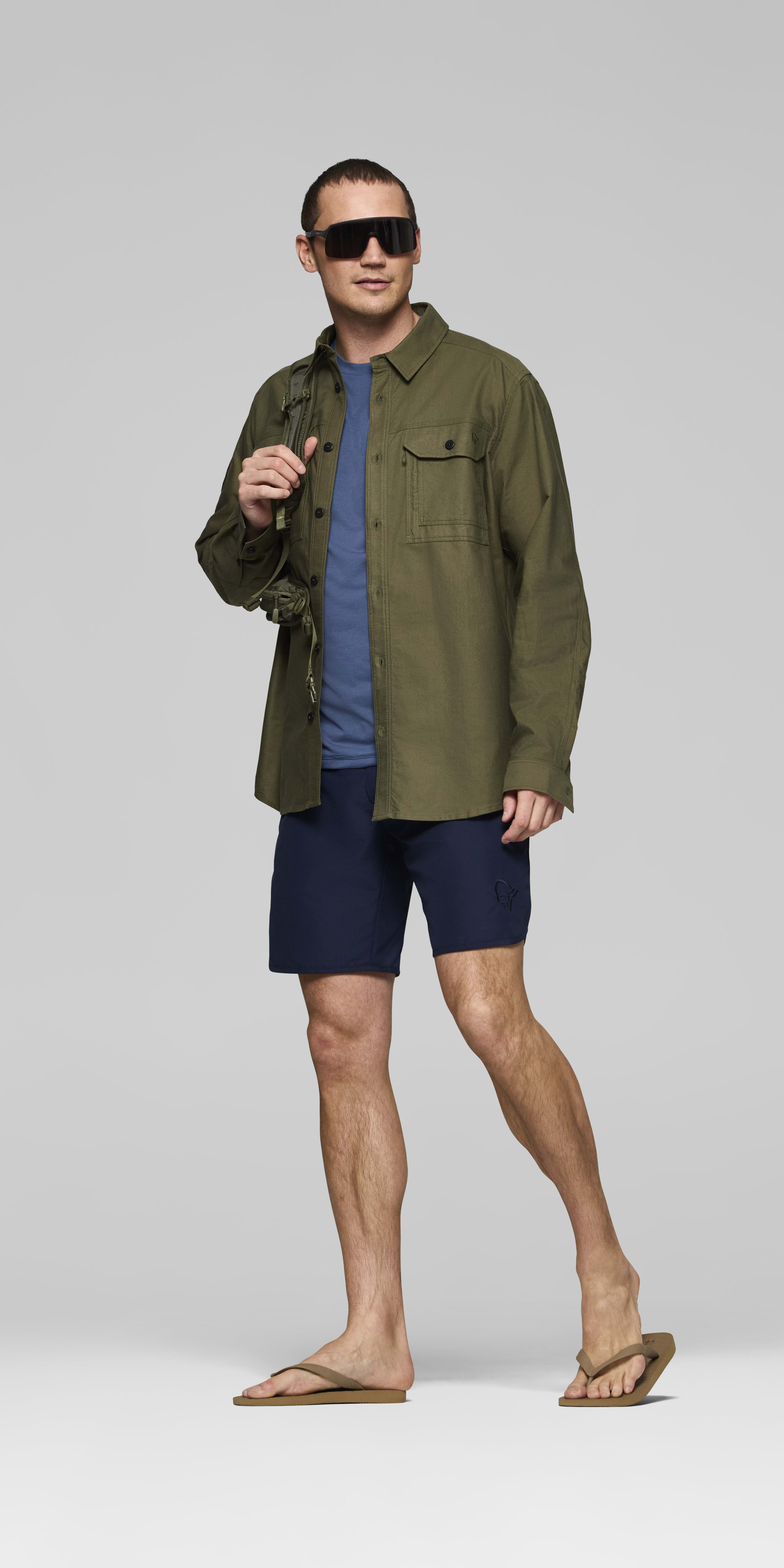 Male Look opening image of femund cotton Shirt Olive Night