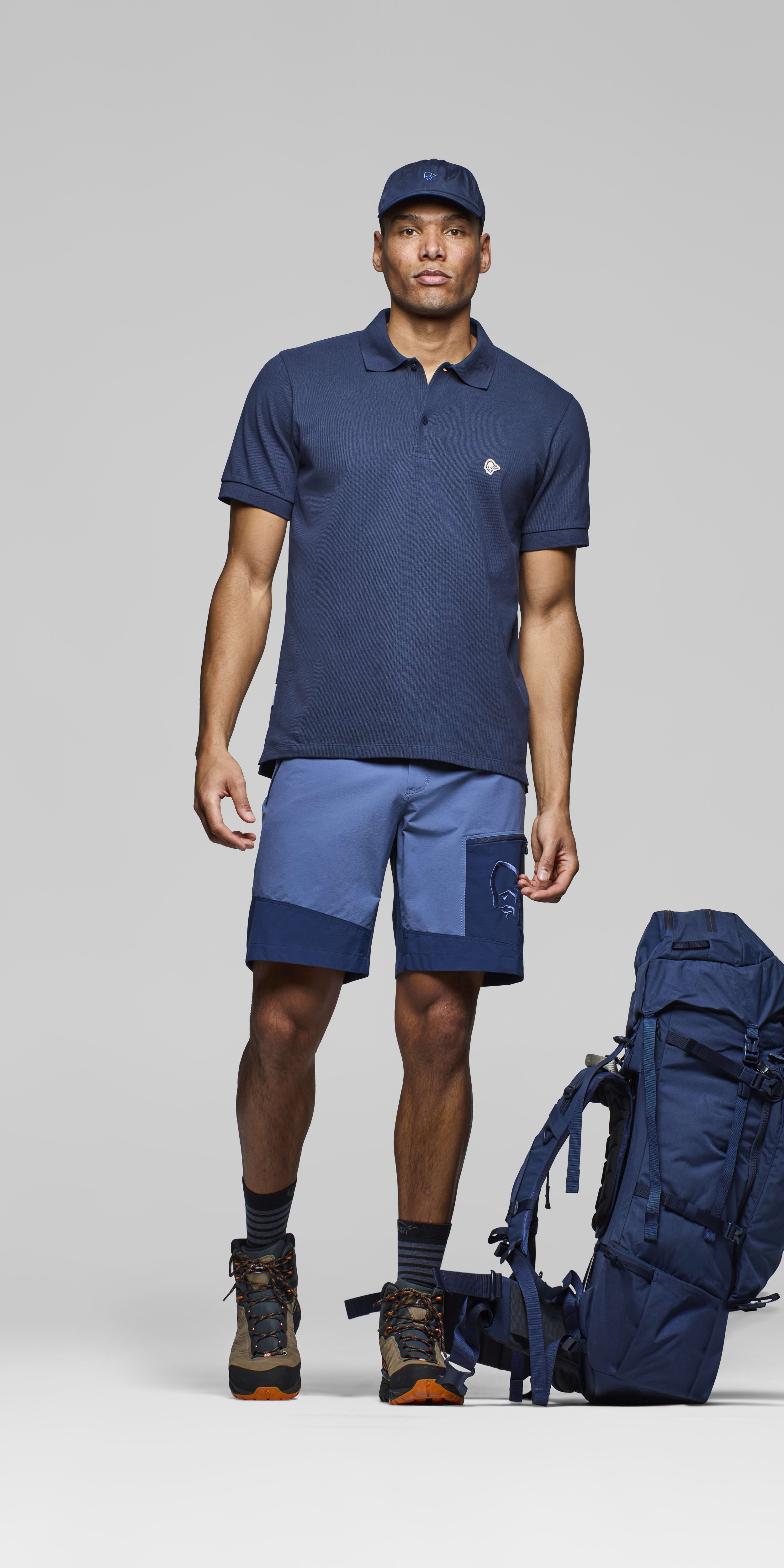 Male Look front image of femund cotton Polo Shirt Navy Blazer