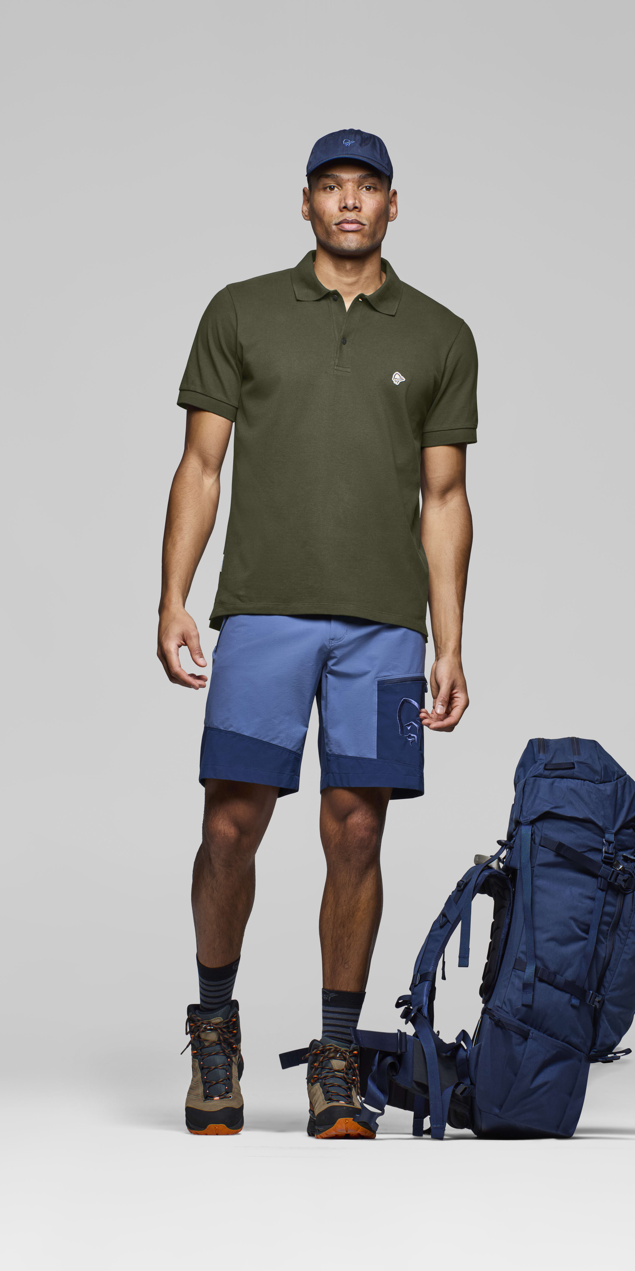 Male Look front image of femund cotton Polo Shirt Olive Night