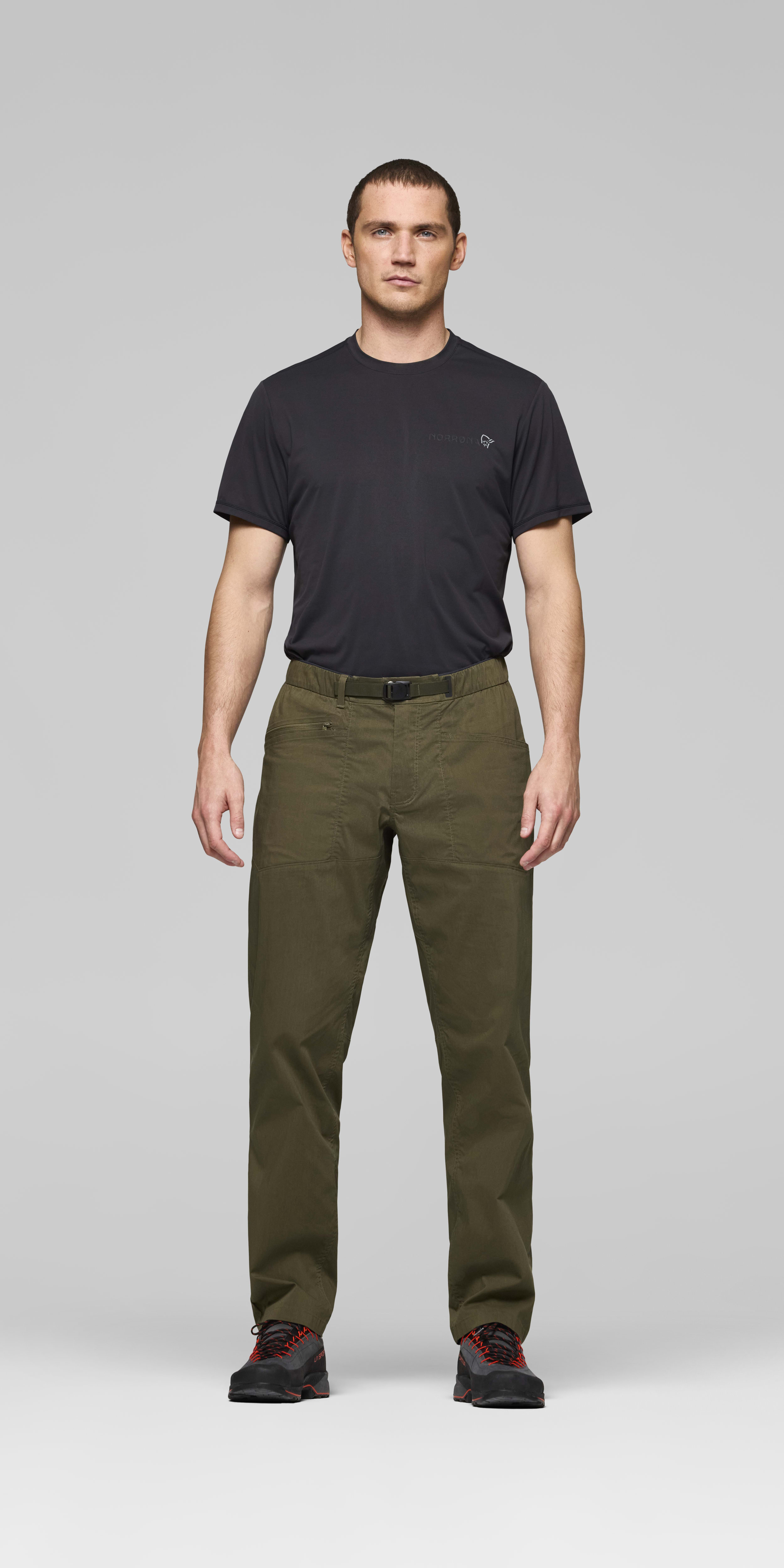 Male Look front image of femund mid cotton Pants Olive Night