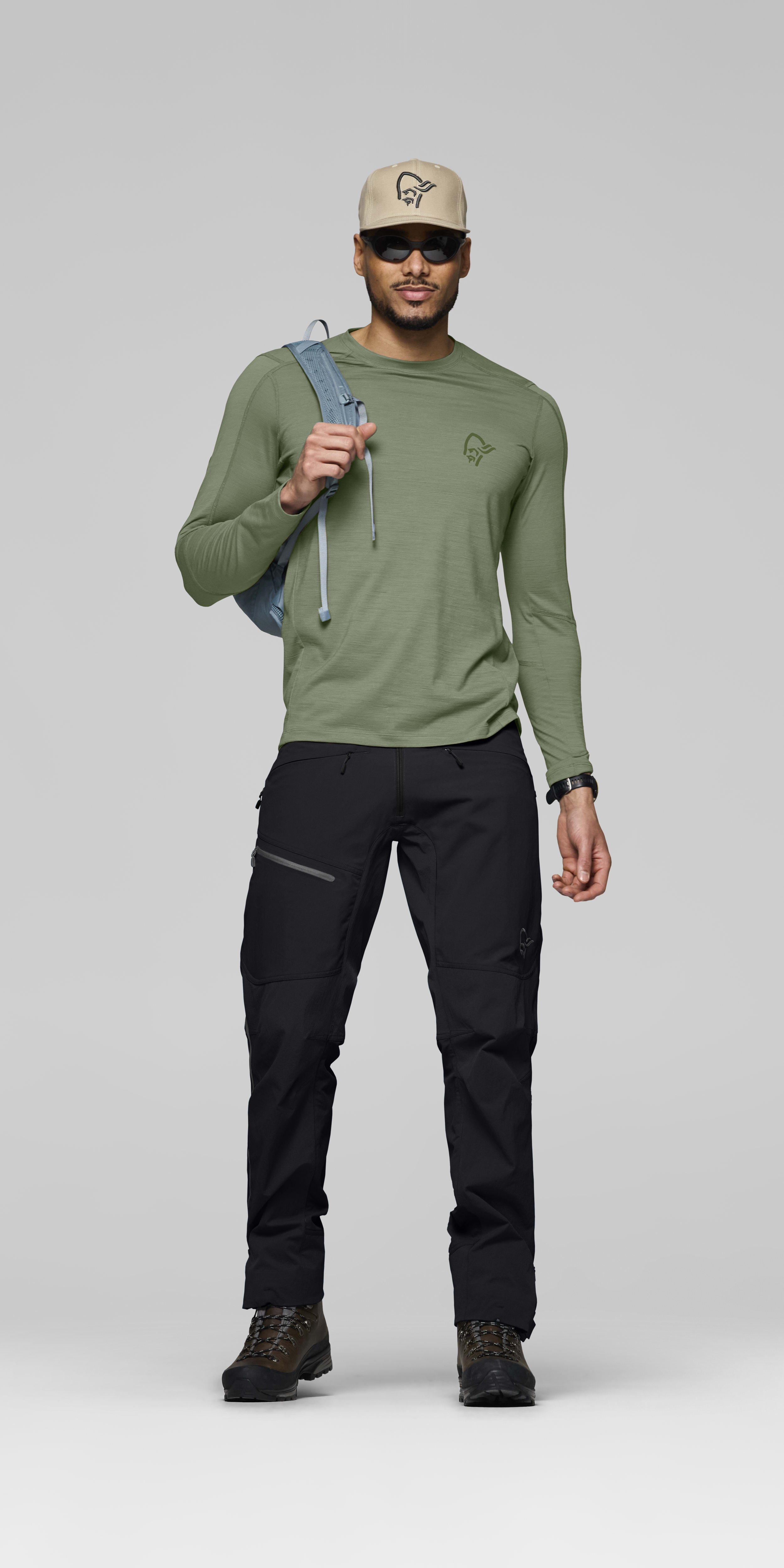 Male Look opening image of femund pureUll Long Sleeve Deep Lichen Green