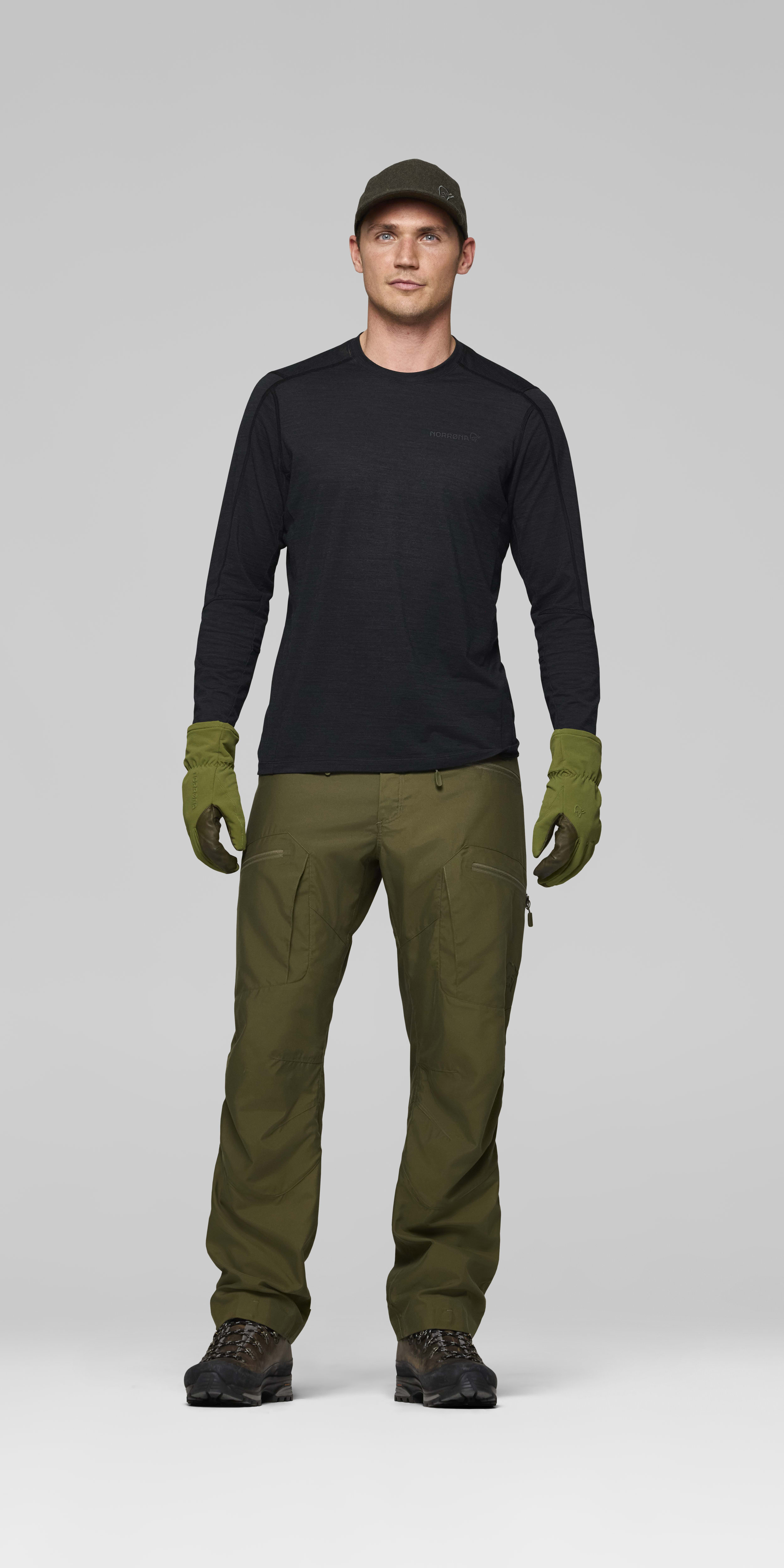 Male Look opening image of finnskogen hybrid Pants Olive Night