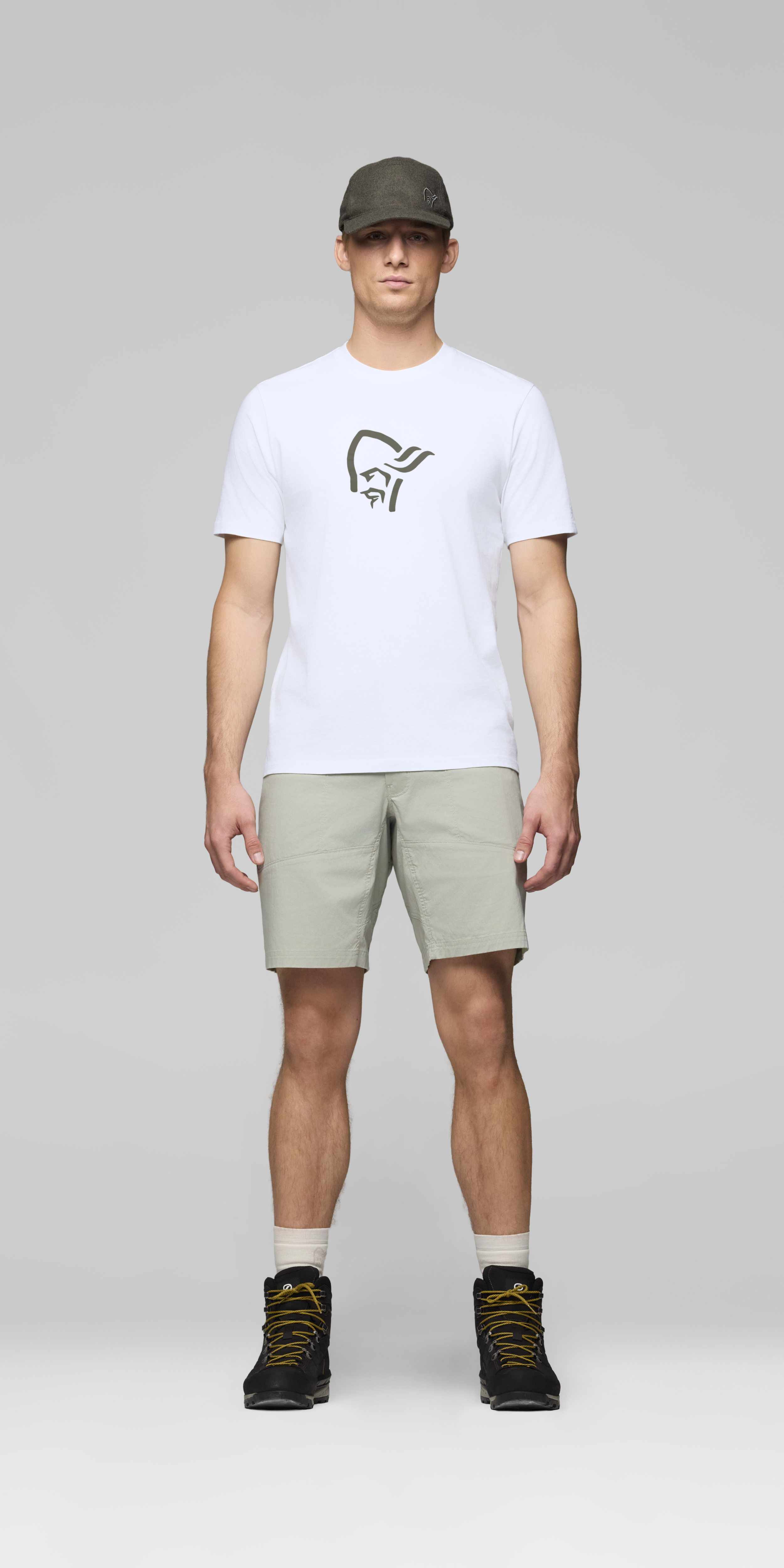 Male Look front image of 29 cotton viking T-shirt Pure White/Deep Lichen Green