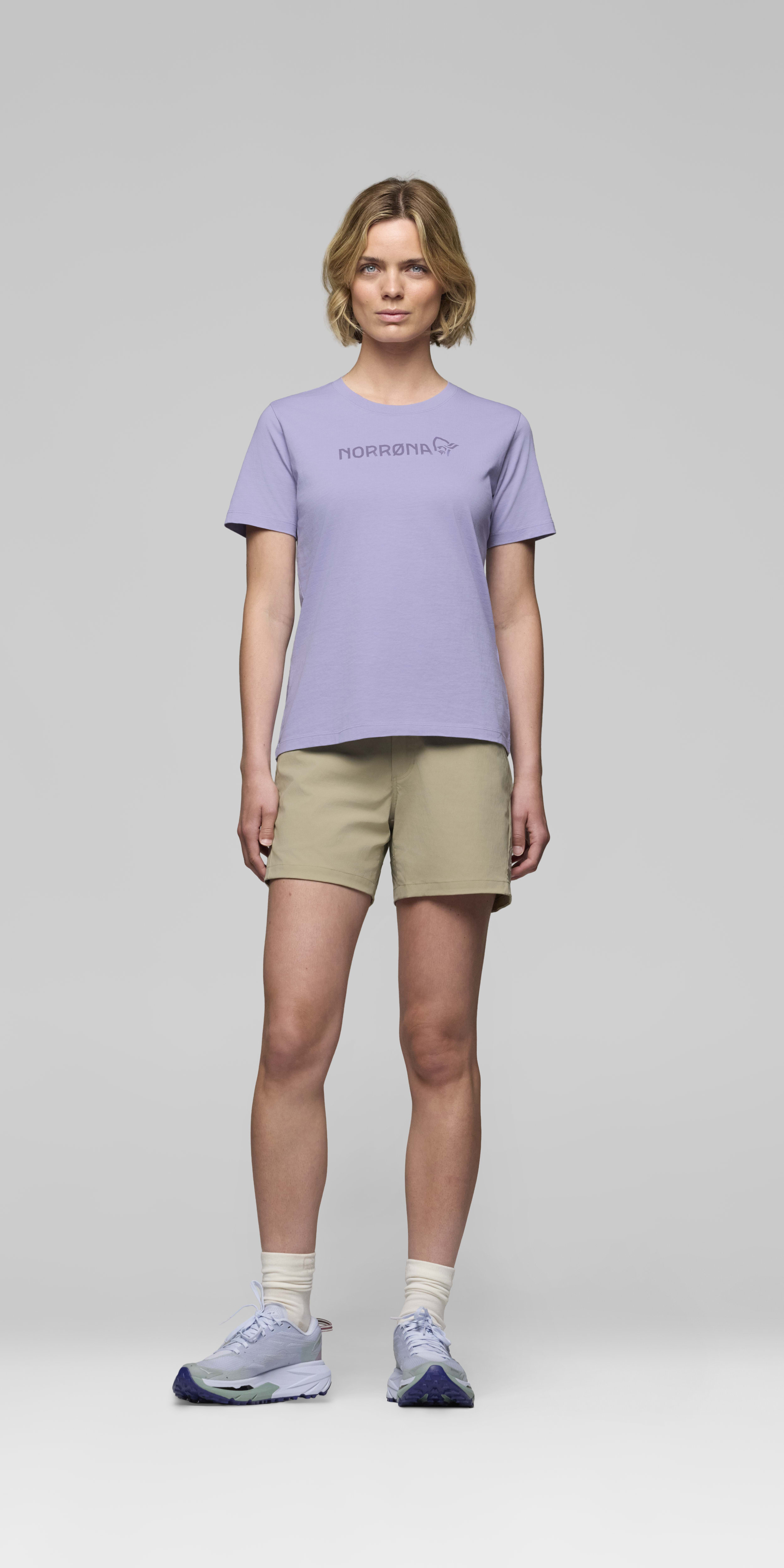 Female Look front image of 29 cotton Norrøna viking T-shirt Heirloom Lilac
