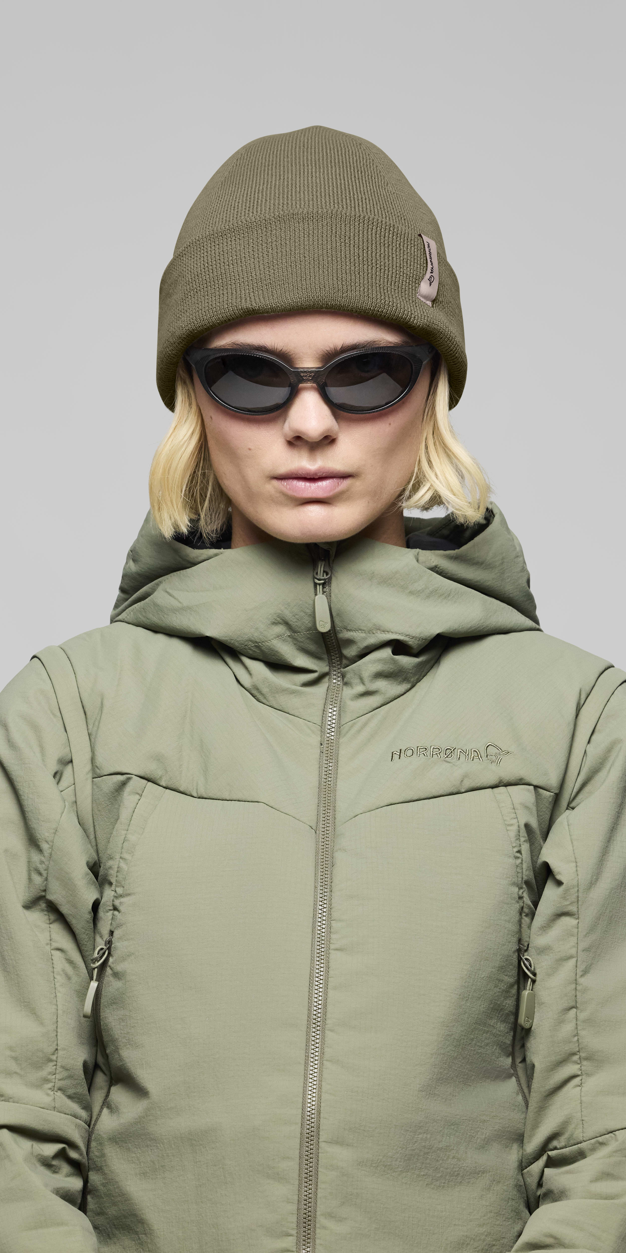 Female Look front image of 29 equaliser Beanie Deep Lichen Green