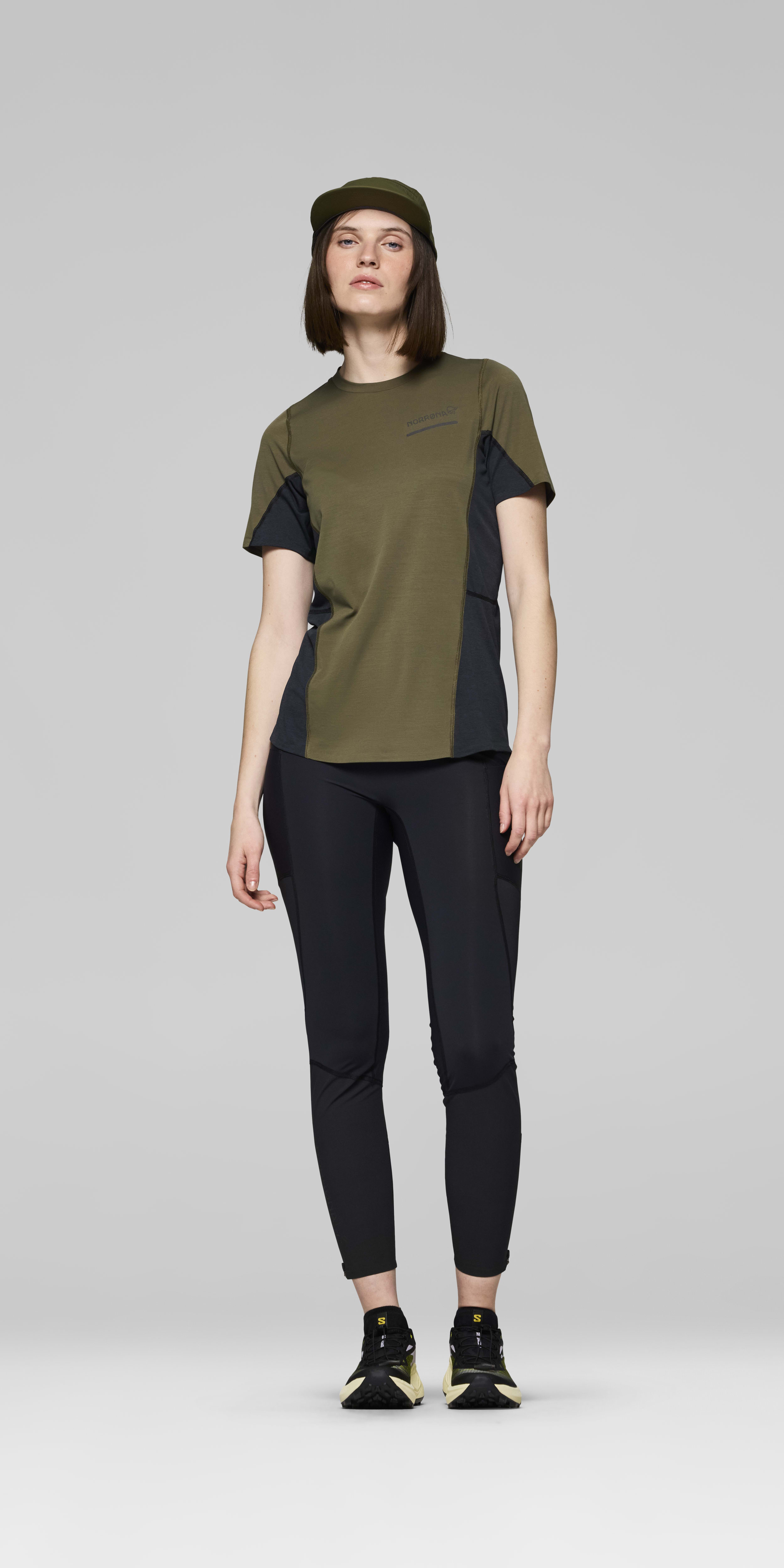 Female Look front image of senja equaliser lightweight T-shirt Olive Night