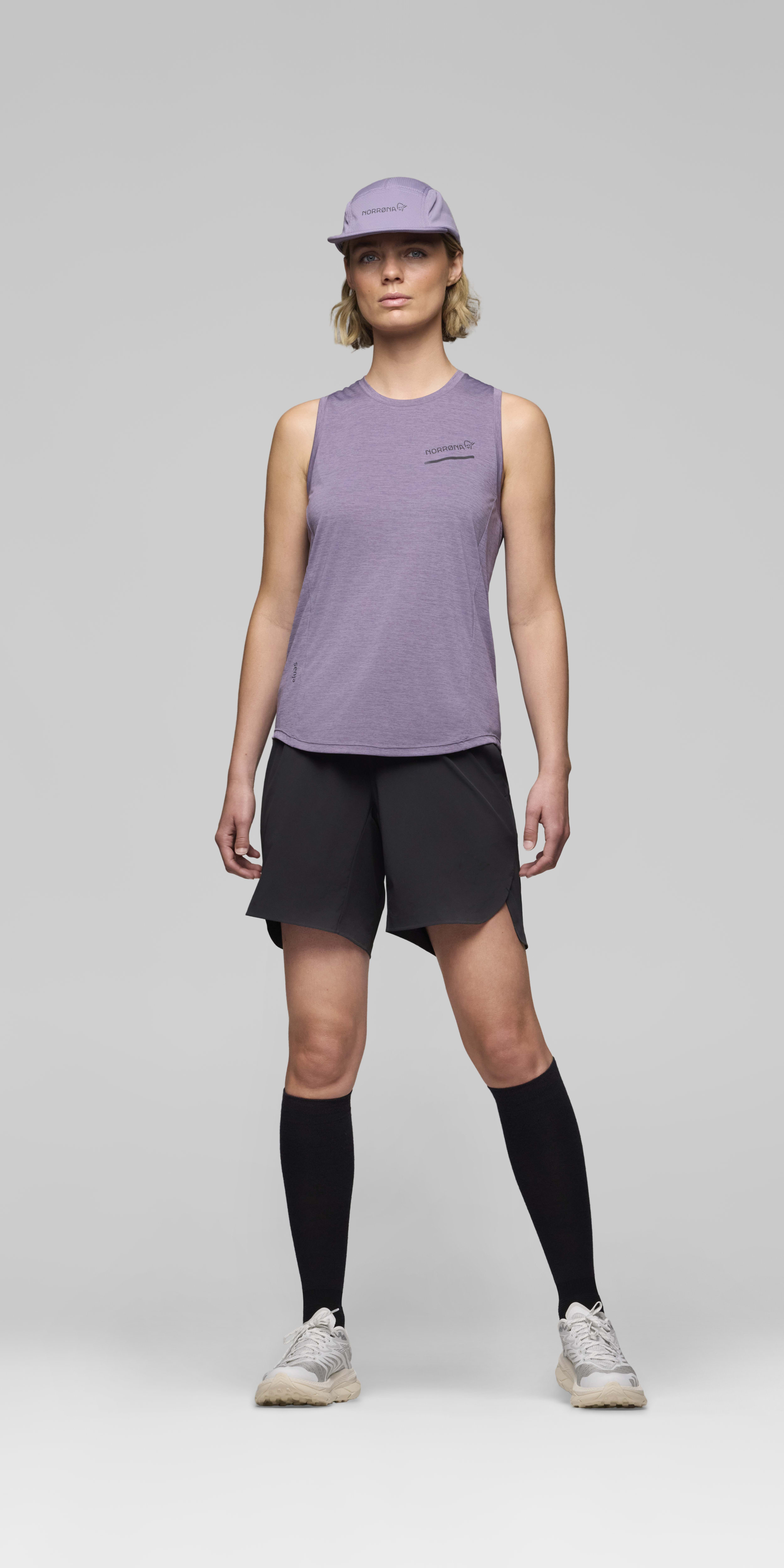 Female Look front image of senja equaliser Tank Top Purple Sage