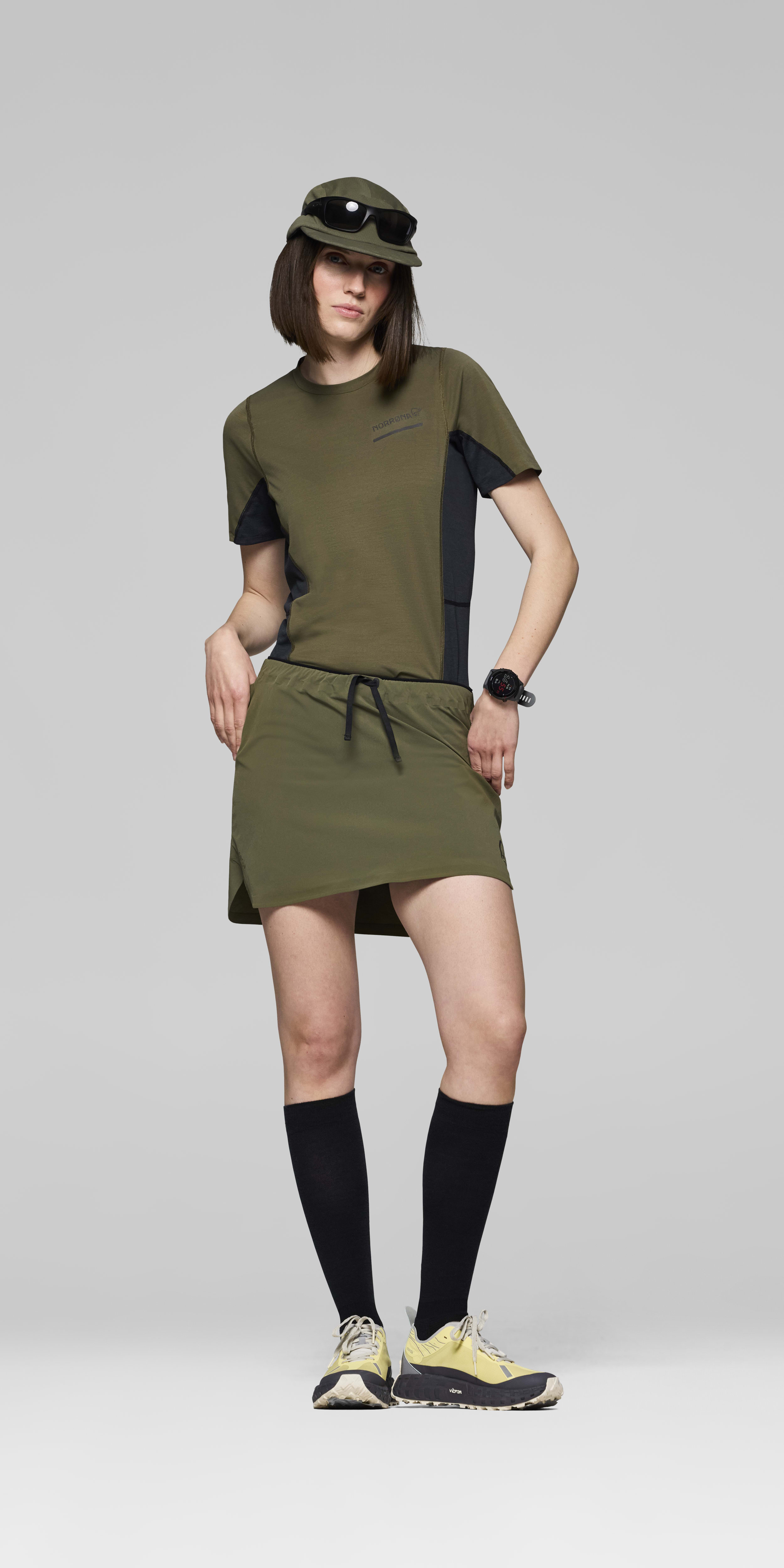 Female Look opening image of senja flex1 Skirt Olive Night