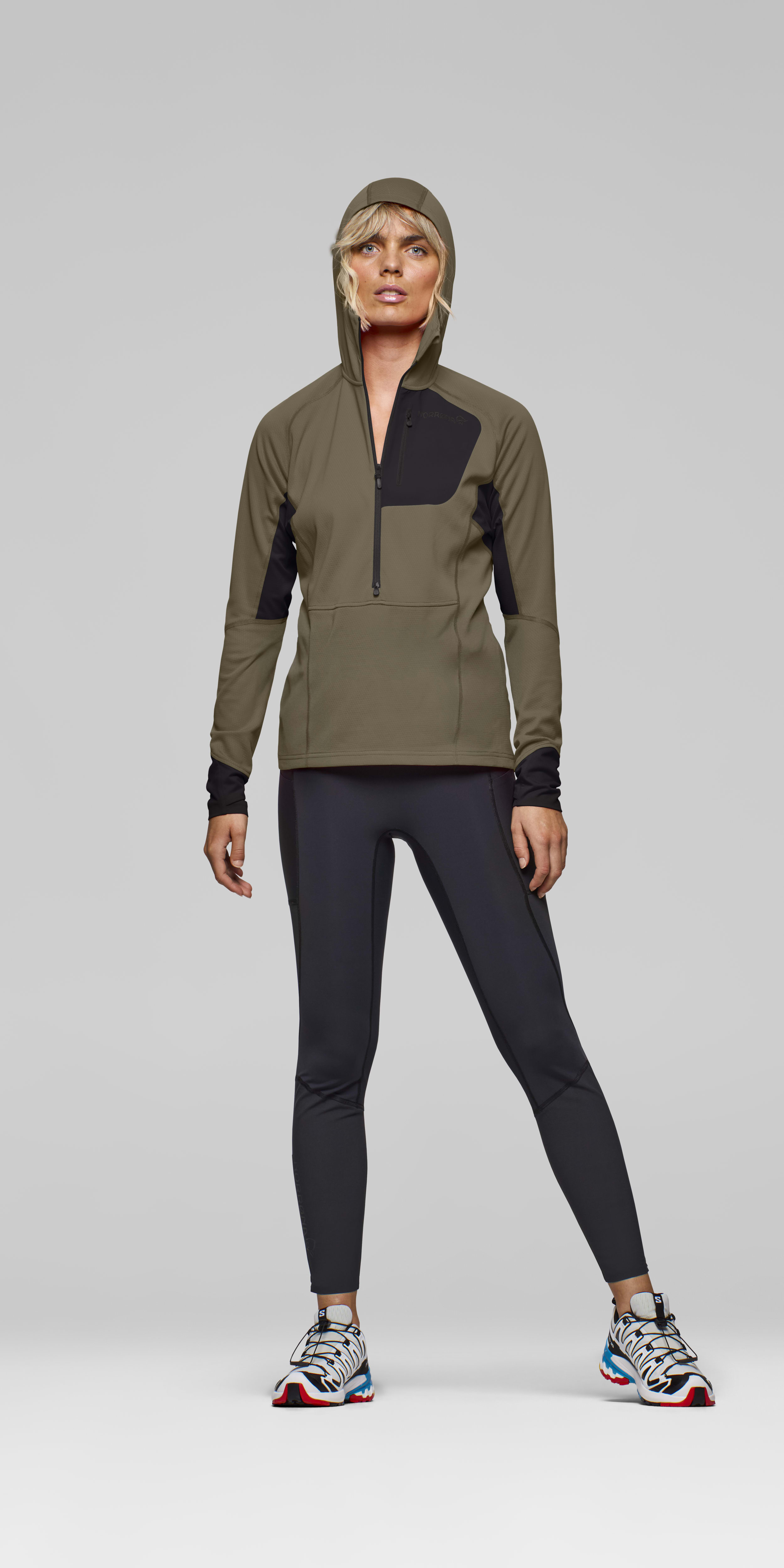 Female Look front image of senja warm1 Hood Olive Night