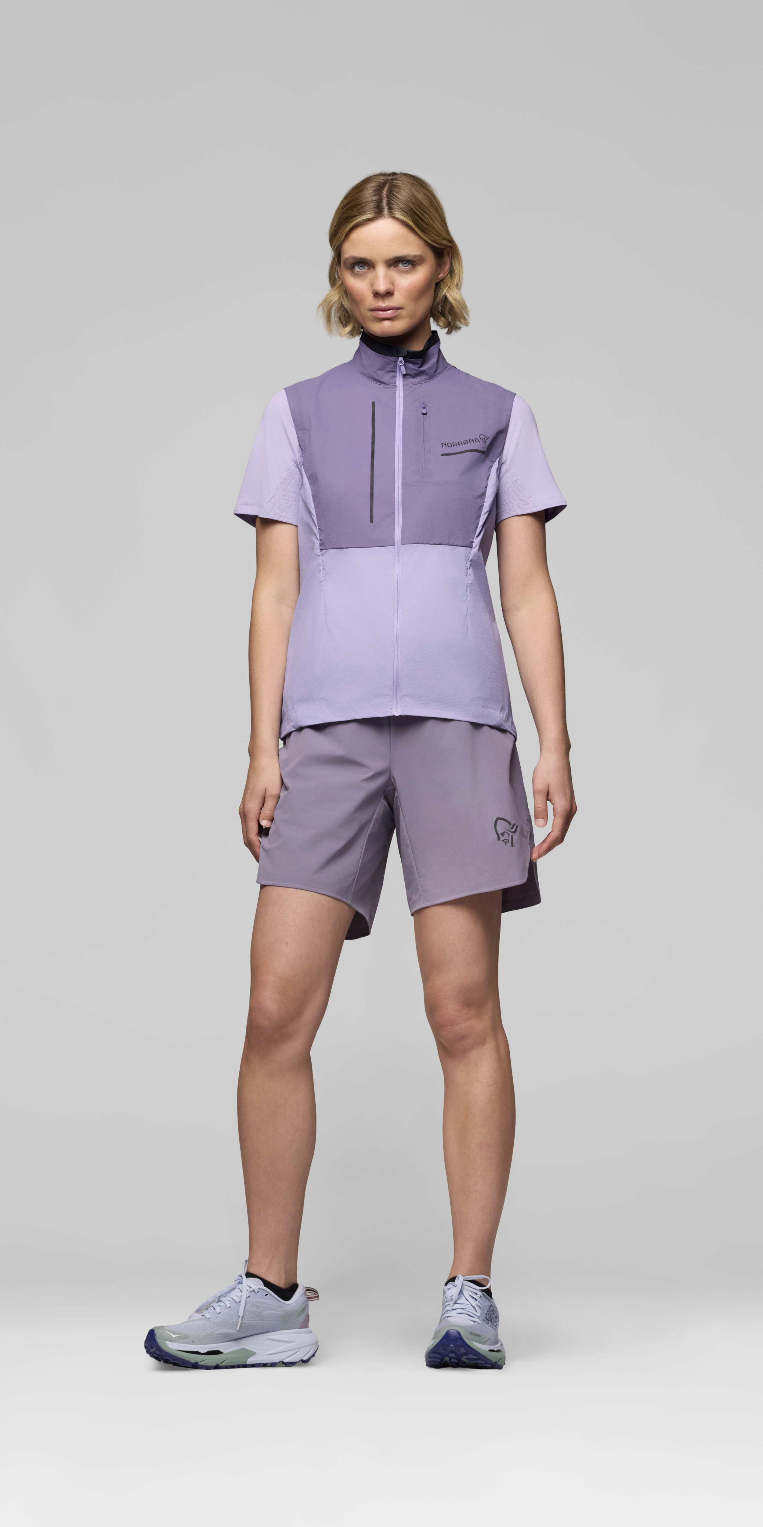 Female Look front image of senja aero90 Vest Purple Sage/Heirloom Lilac