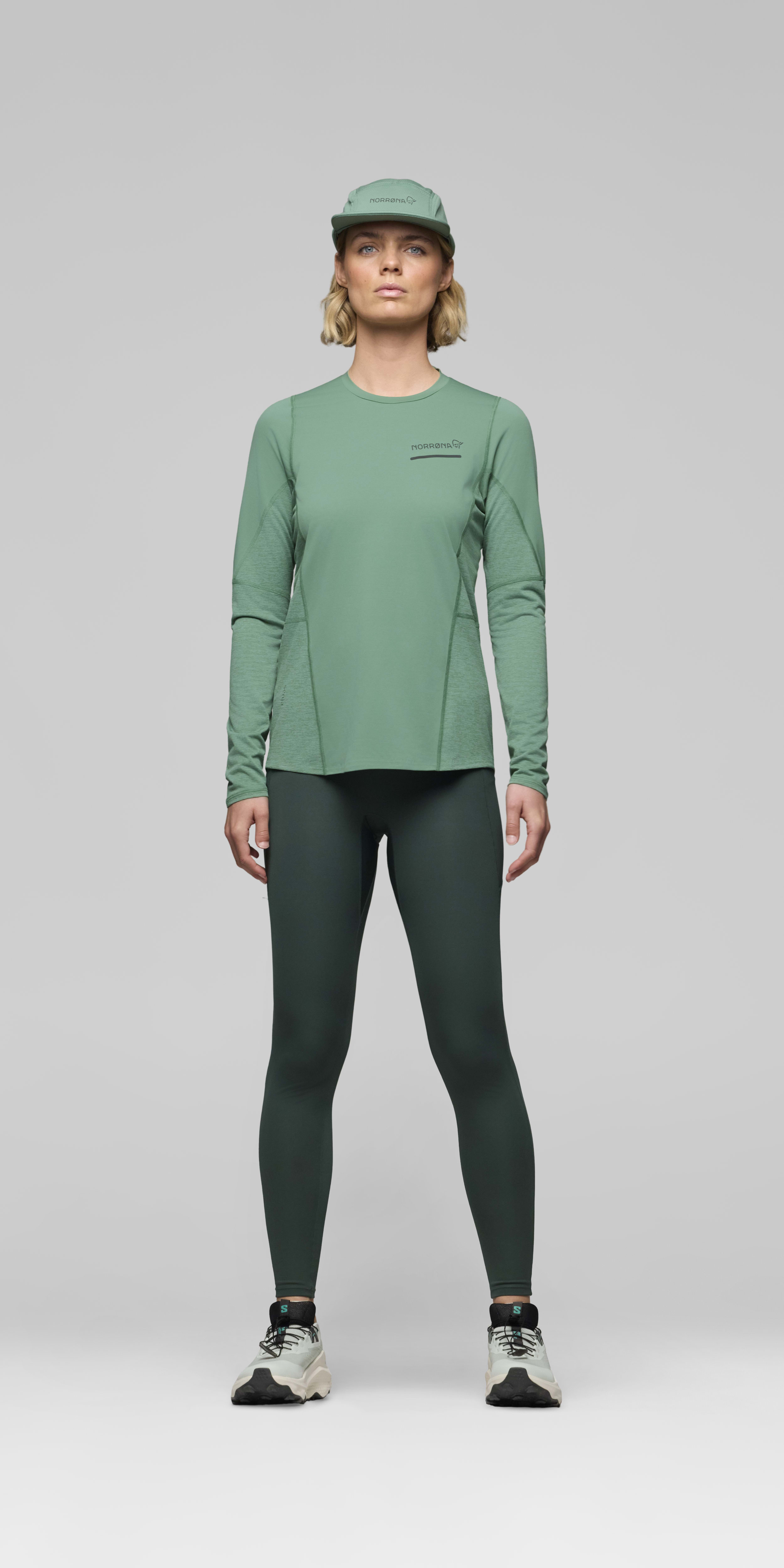 Female Look front image of senja equaliser lightweight Long Sleeve Dark Ivy