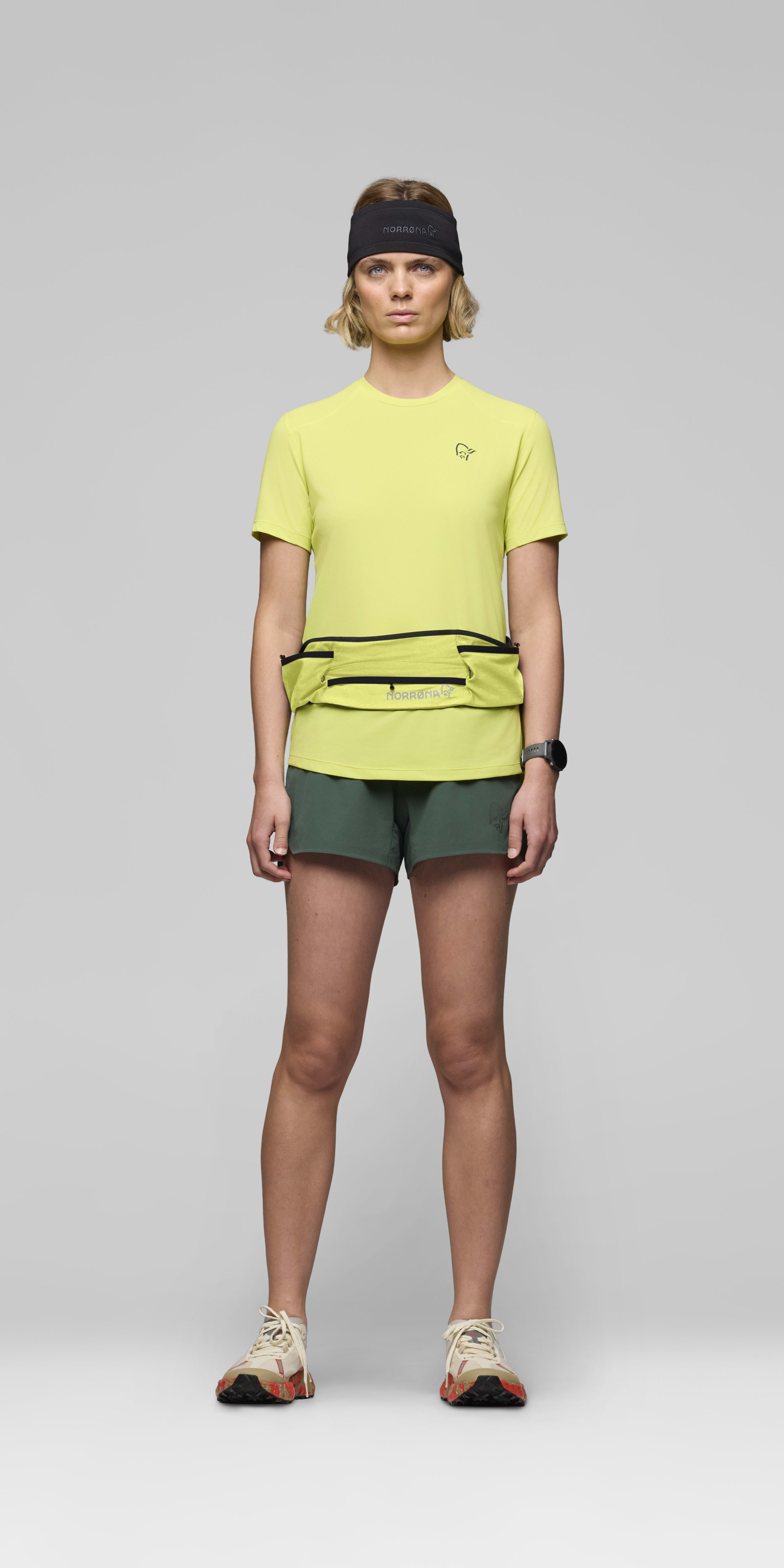 Female Look front image of senja equaliser stretch mesh Belt Limeade