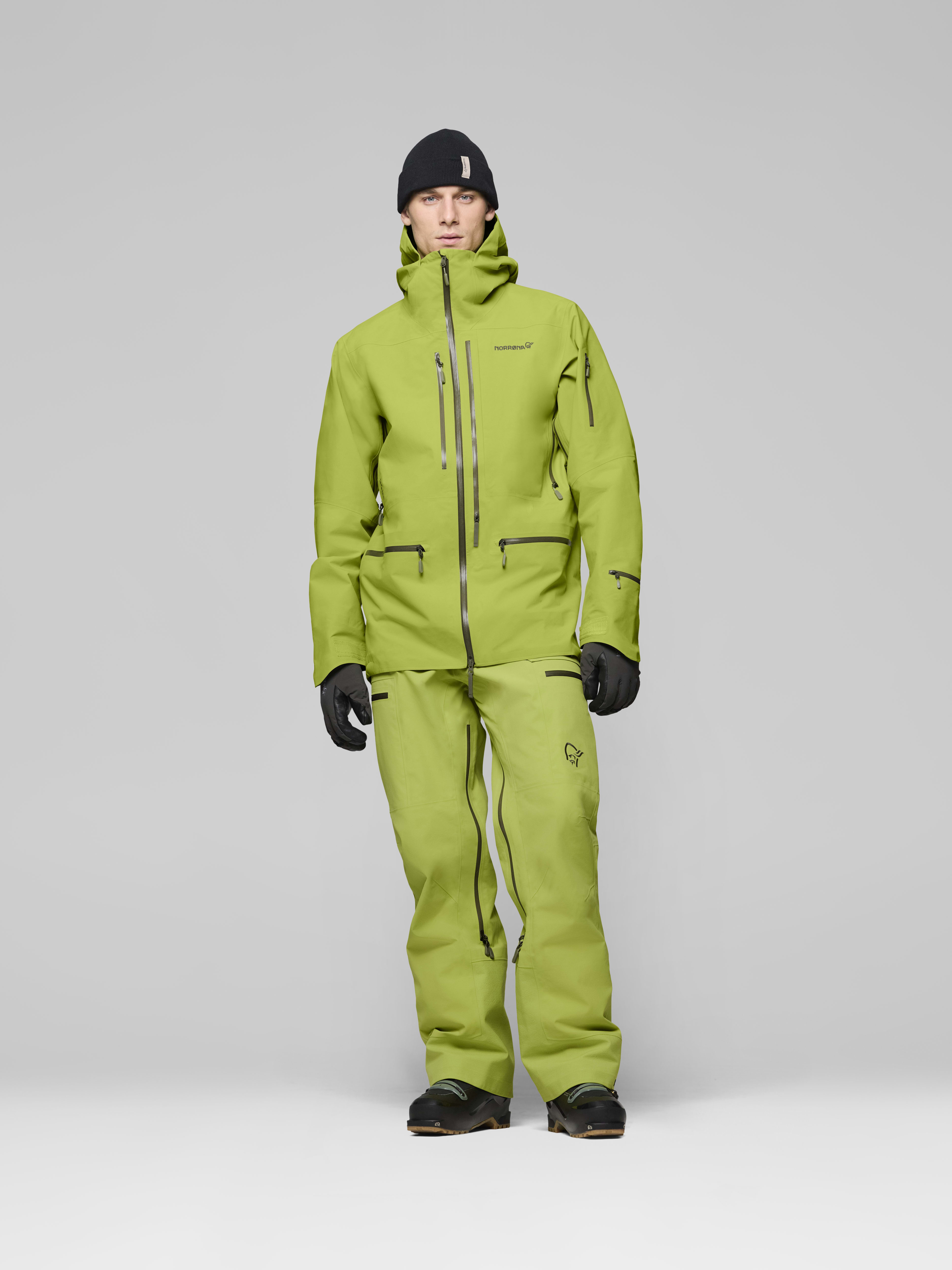 Male Look front image of lofoten Gore-Tex Pro Plus Jacket Dark Citron