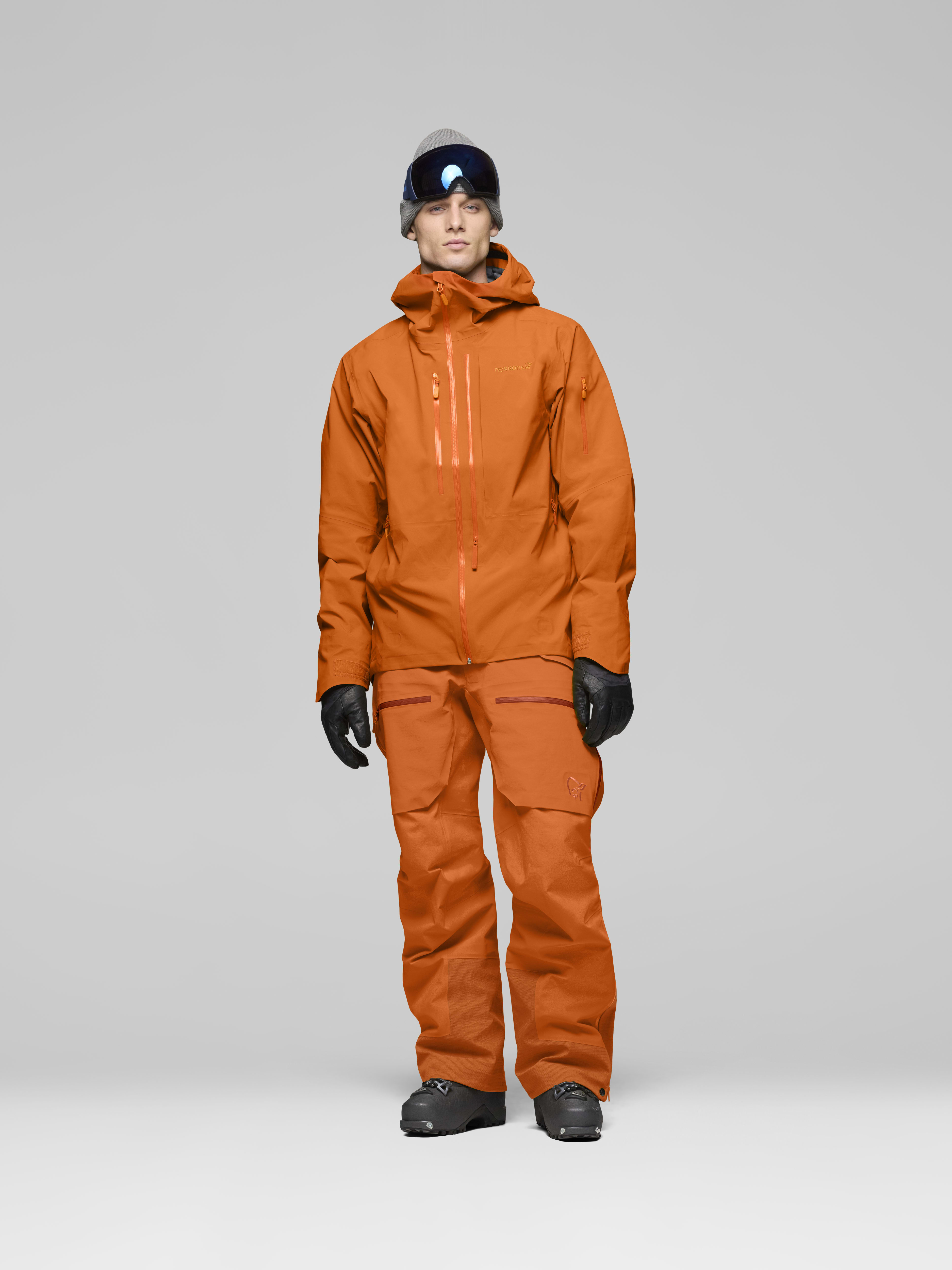 Male Look front image of lofoten Gore-Tex Pro Jacket Gold Flame