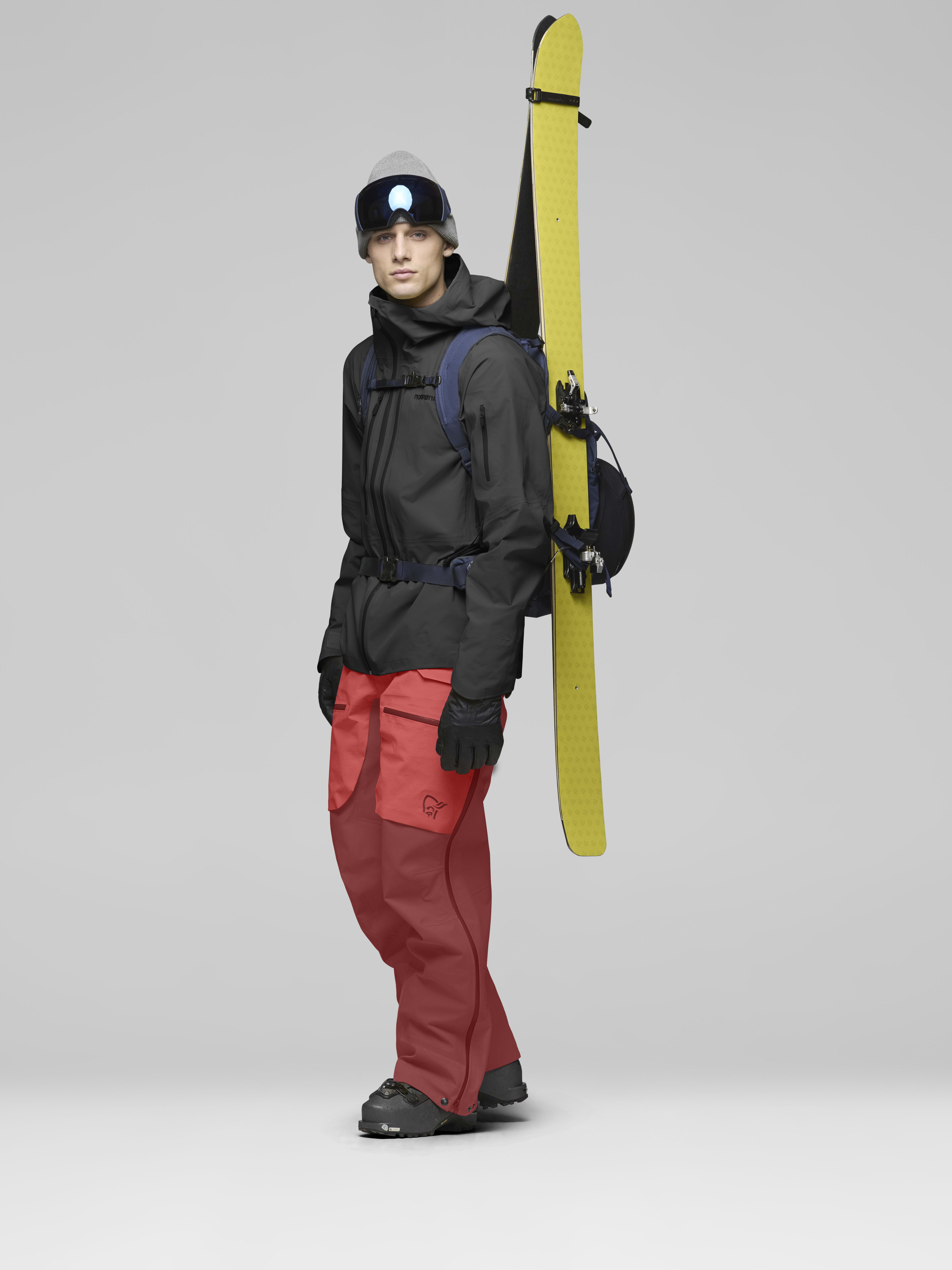 Male Look opening image of lofoten Gore-Tex Pro Pants Baked Apple/Port