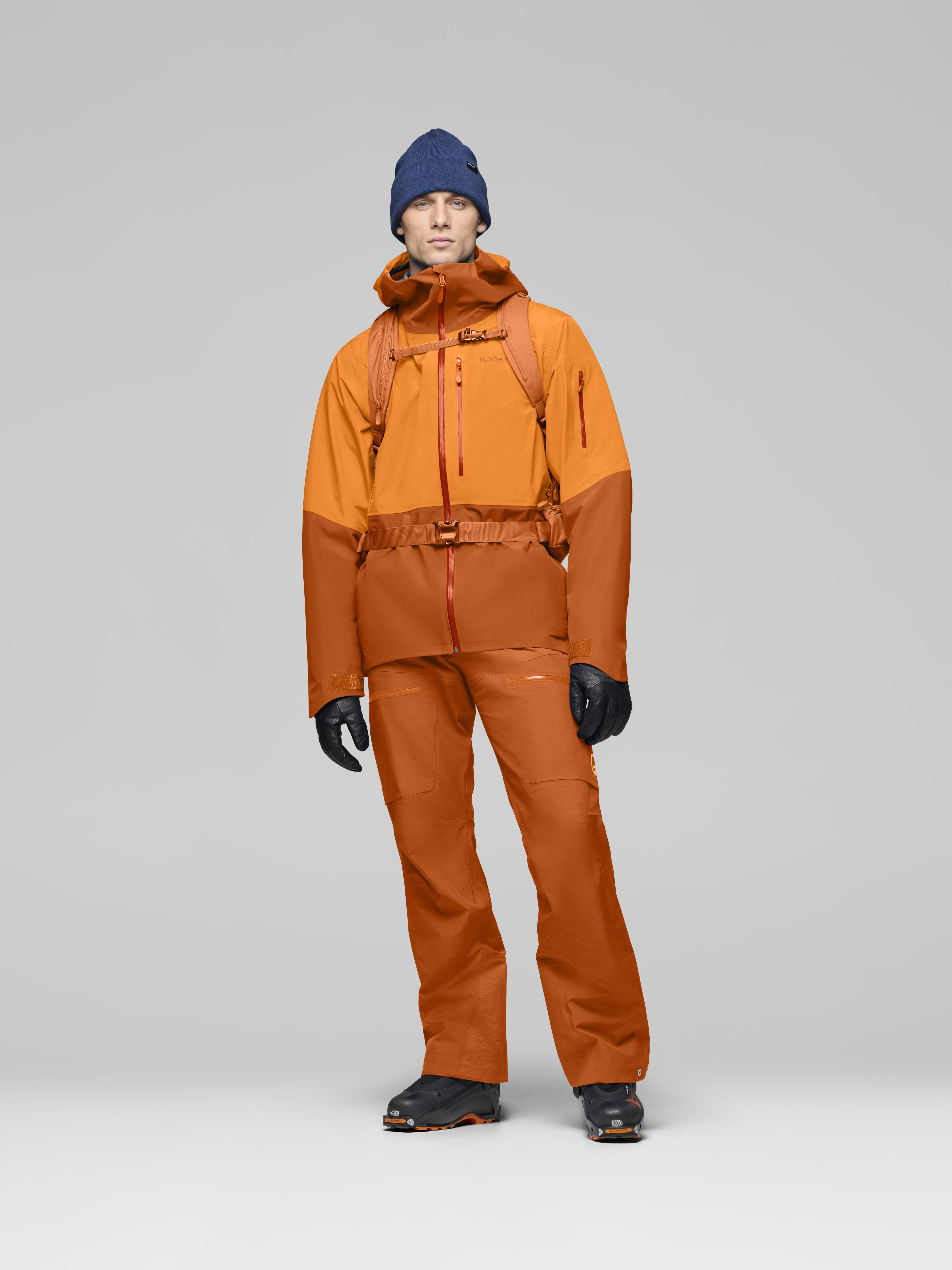 Male Look opening image of lofoten Gore-Tex Jacket Gold Flame