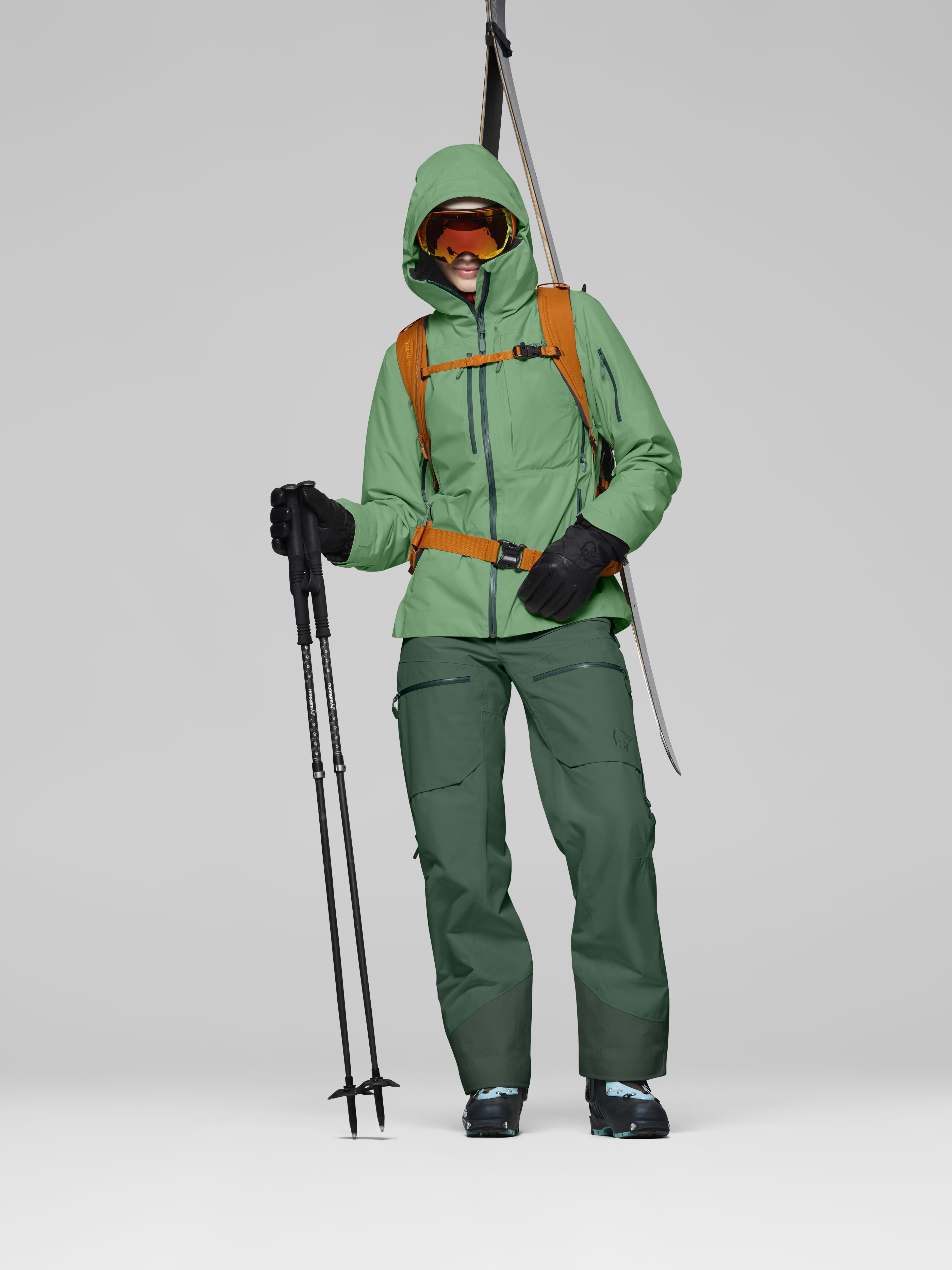 Female Look opening image of lofoten Gore-Tex Insulated Jacket Dark Ivy