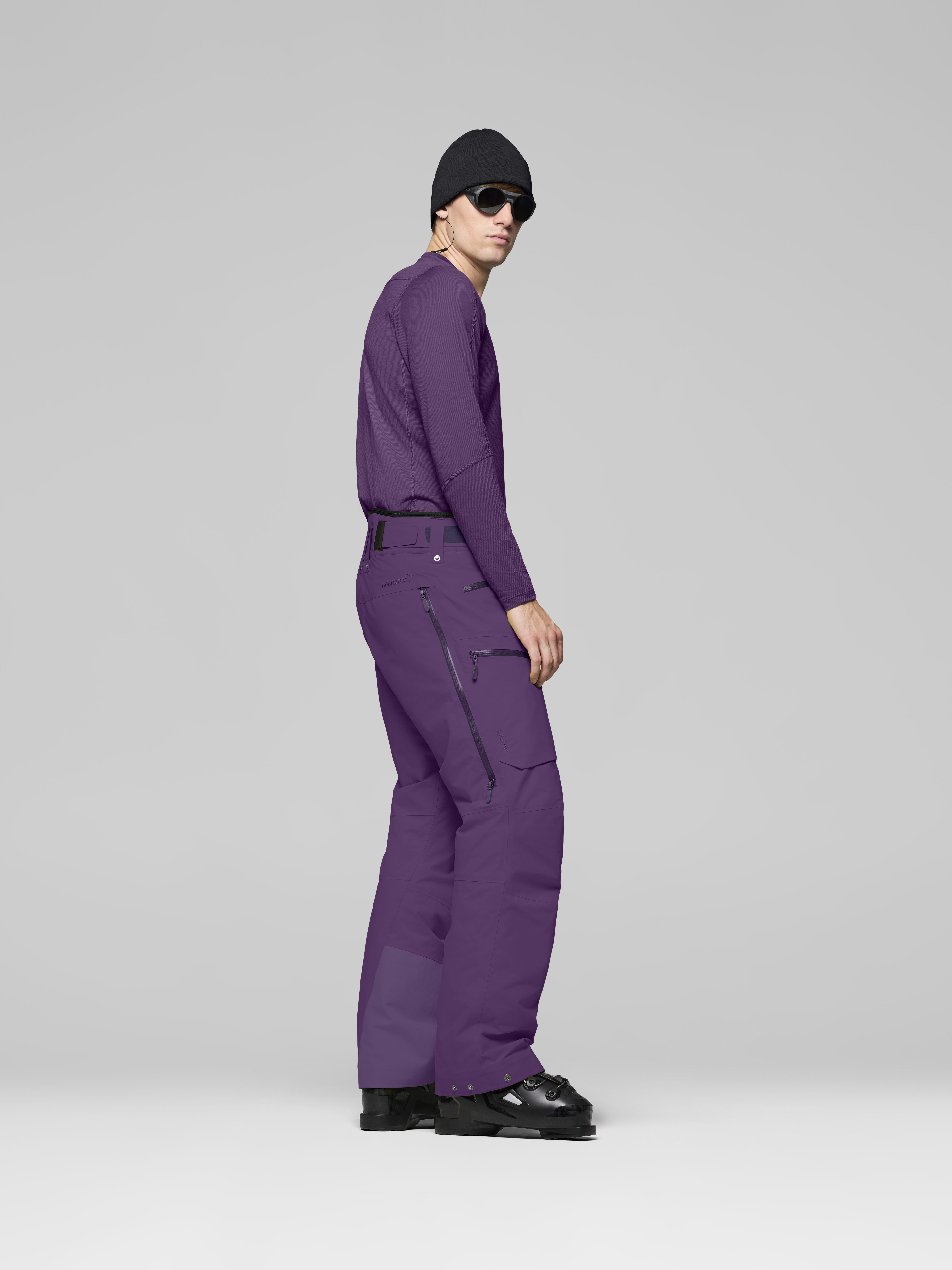 Male Look side image of lofoten Gore-Tex thermo60 Pants Wineberry