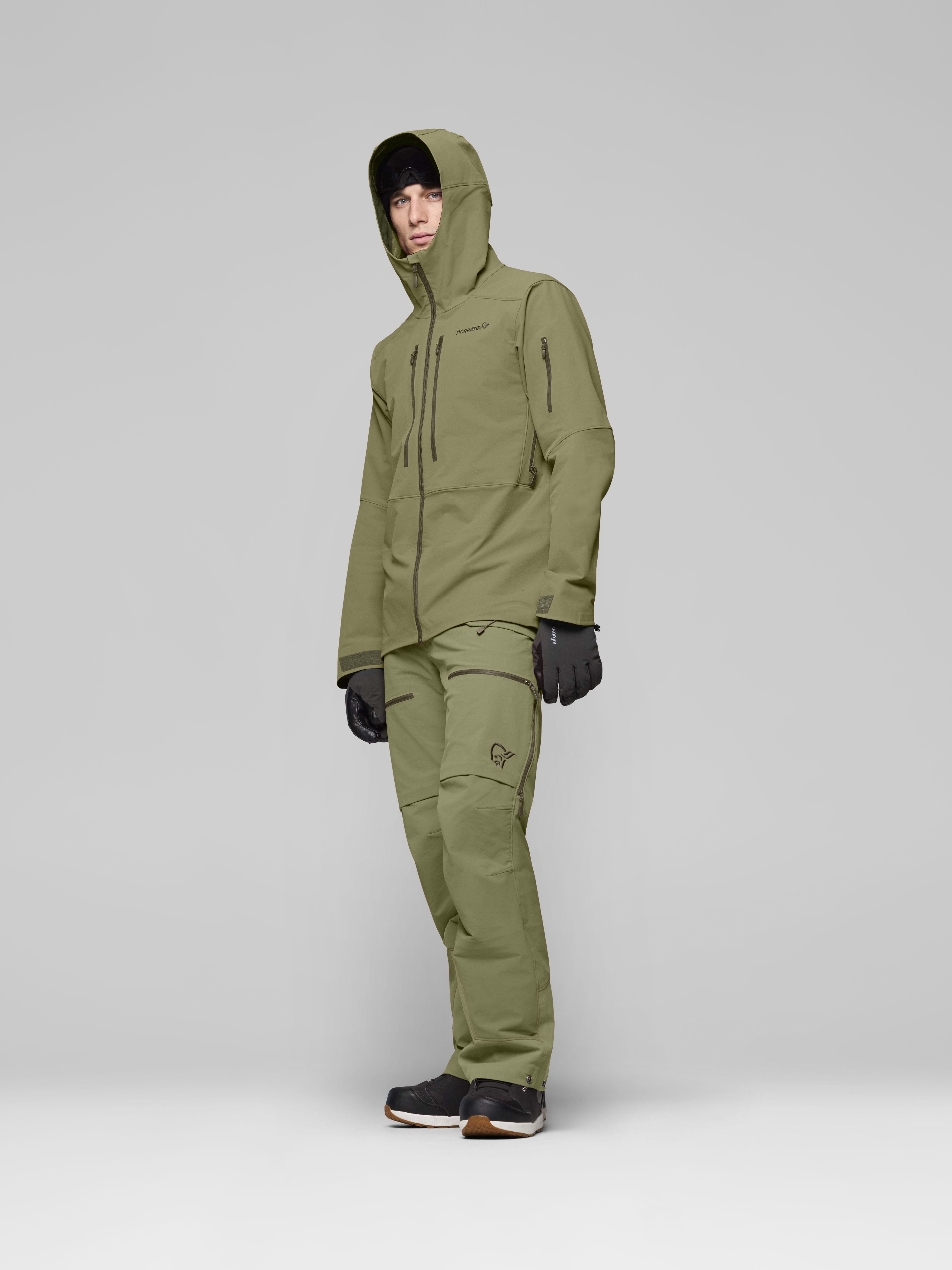 Male Look side image of lofoten flex1 Jacket Deep Lichen Green