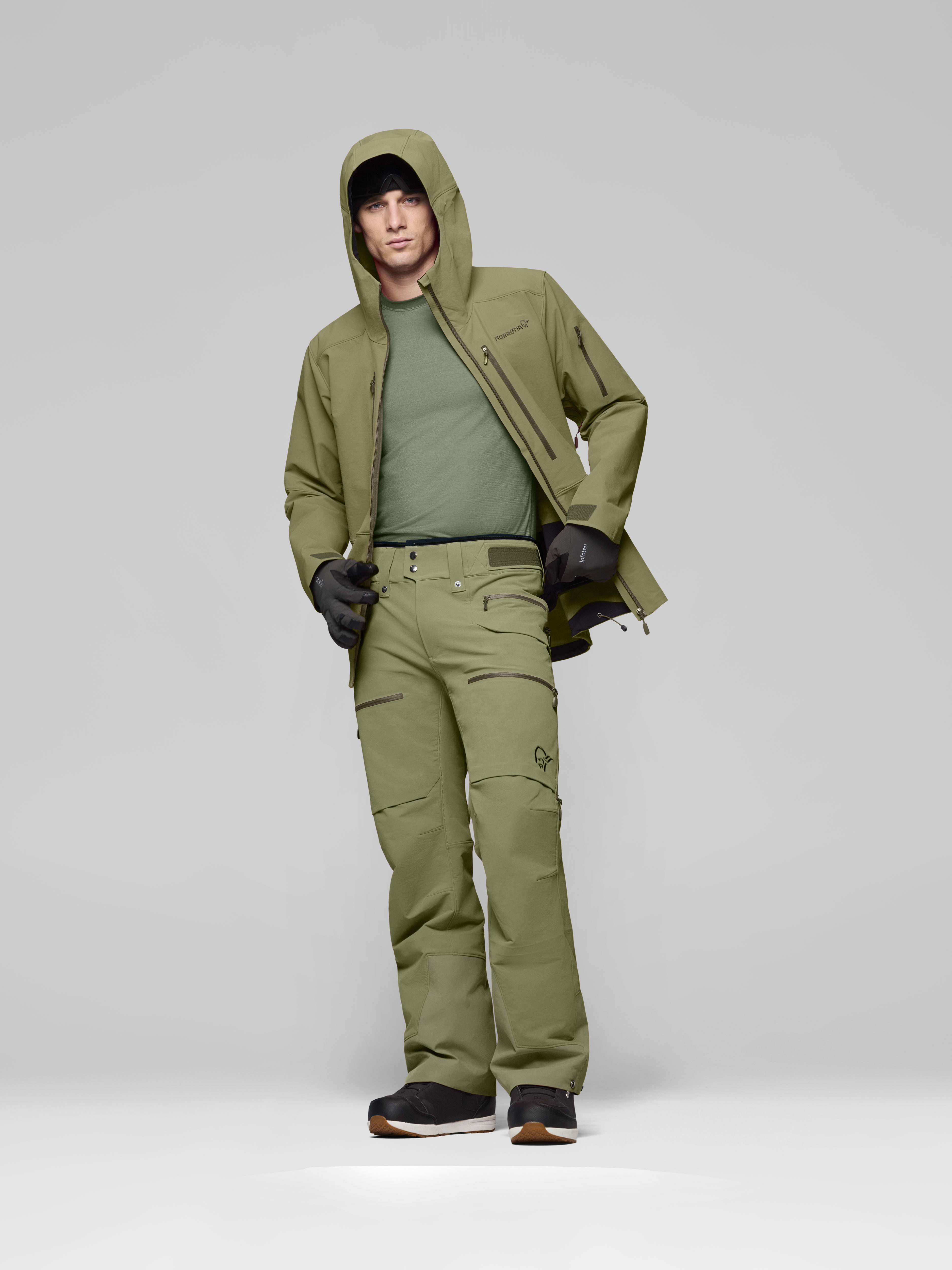 Male Look opening image of lofoten flex1 Pants Deep Lichen Green