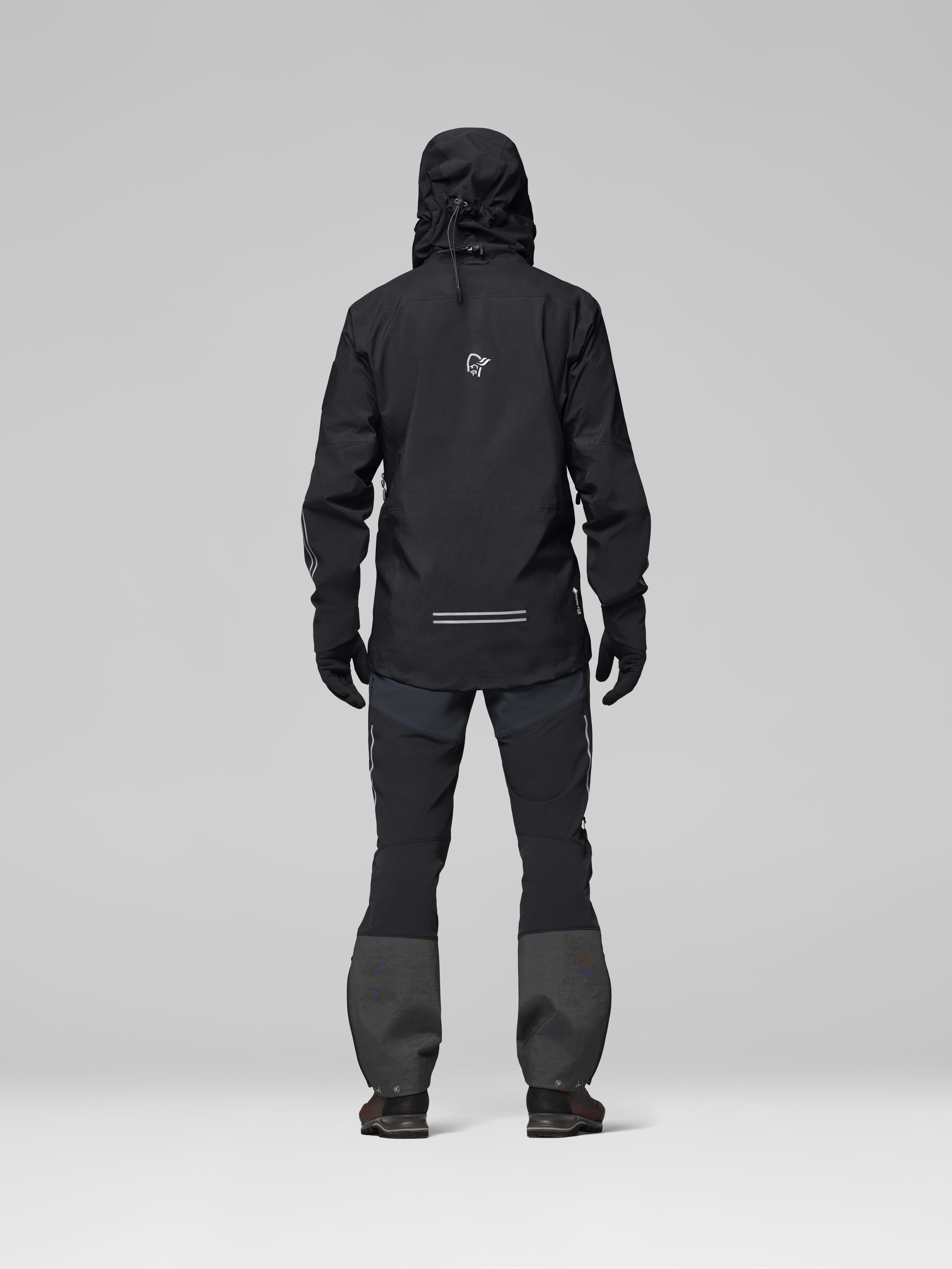 Male Look back image of trollveggen Gore-Tex Pro rescue Jacket Caviar Black