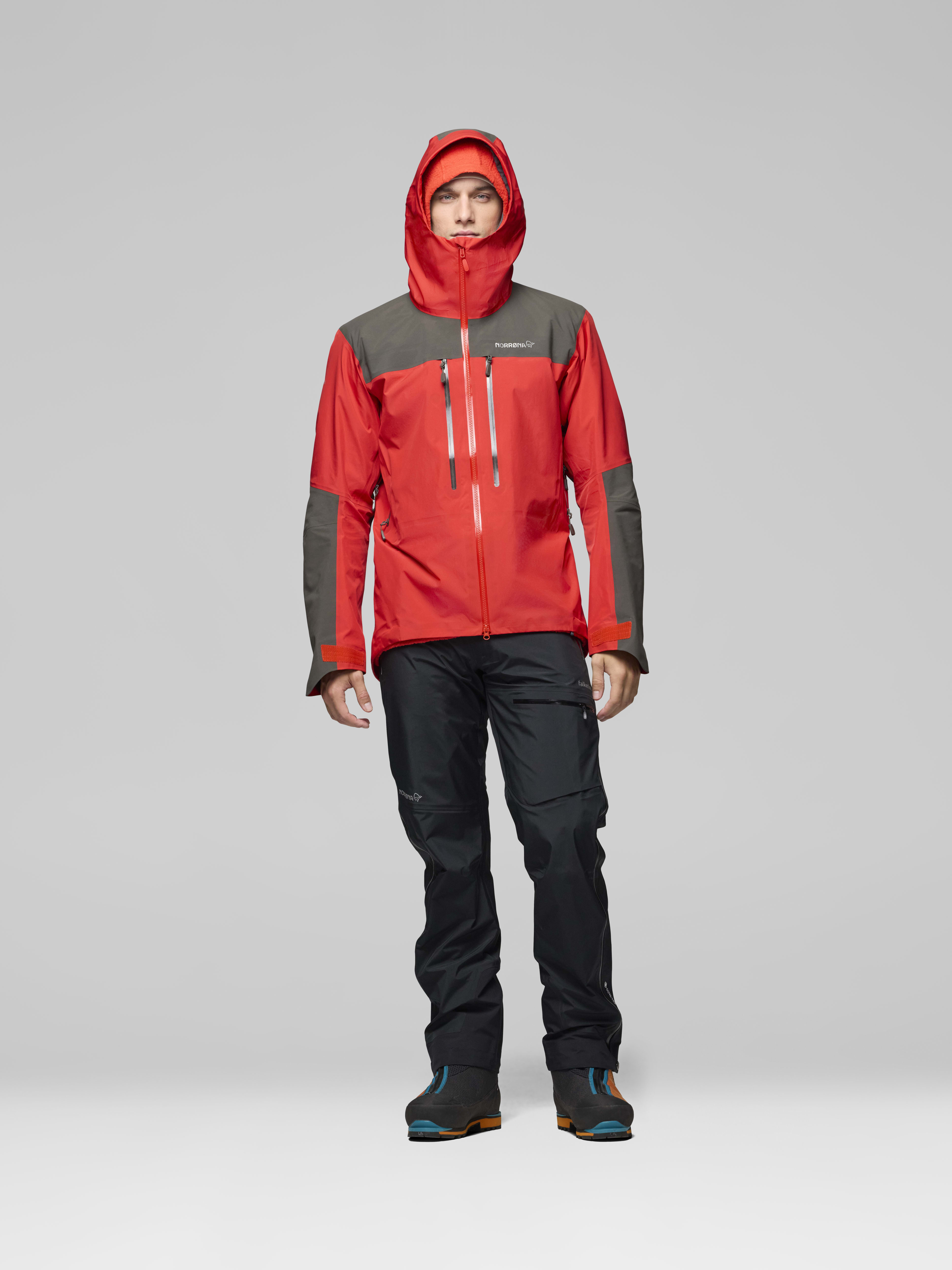 Male Look front image of trollveggen Gore-Tex Pro light Jacket Flame Scarlet