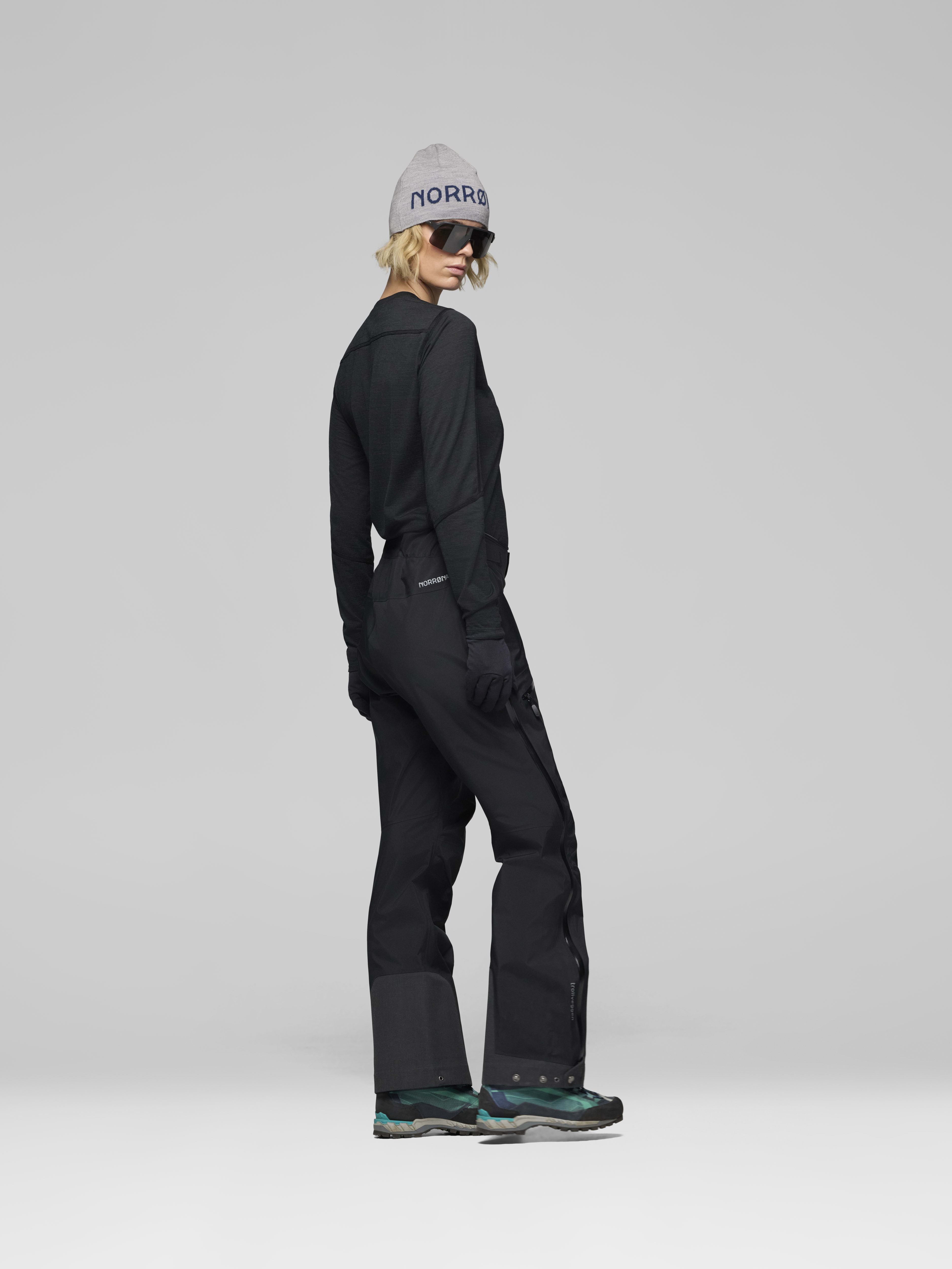 Female Look side image of trollveggen Gore-Tex Pro light Pants Caviar Black