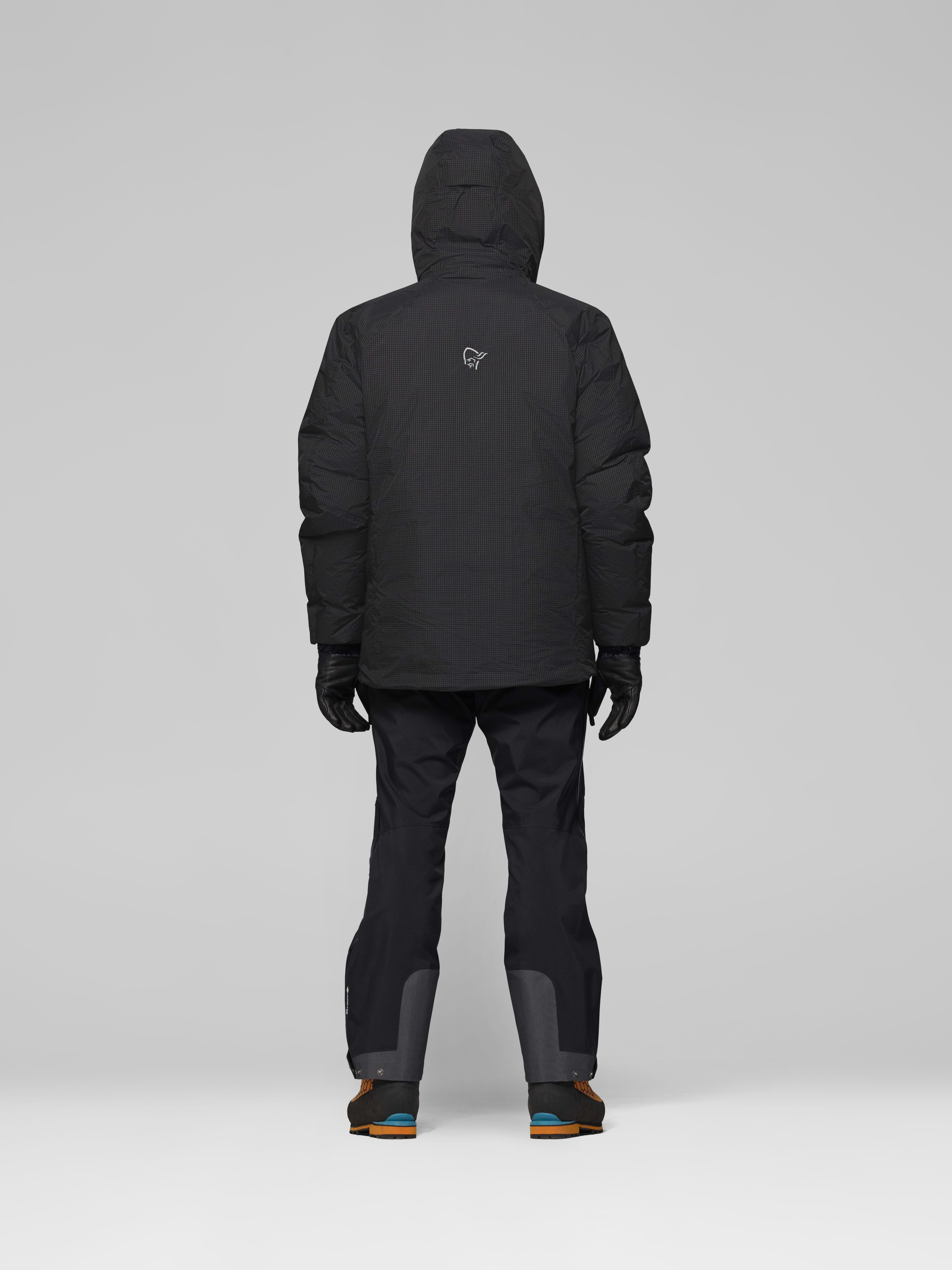 Male Look back image of trollveggen dri2 down800 Zip Hood Caviar Black