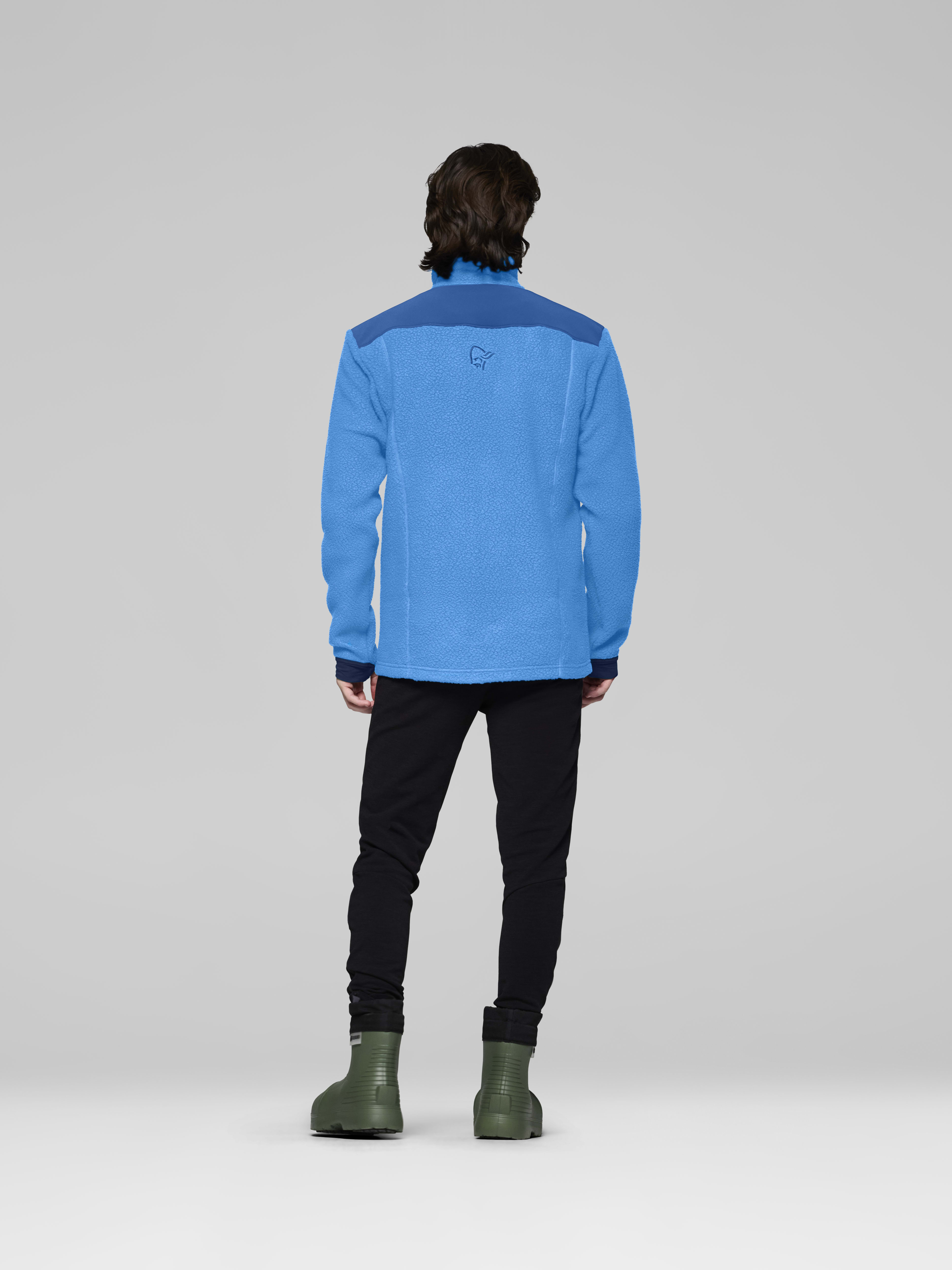 Male Look back image of trollveggen warm3 Jacket Brilliant Blue/Dark Blue
