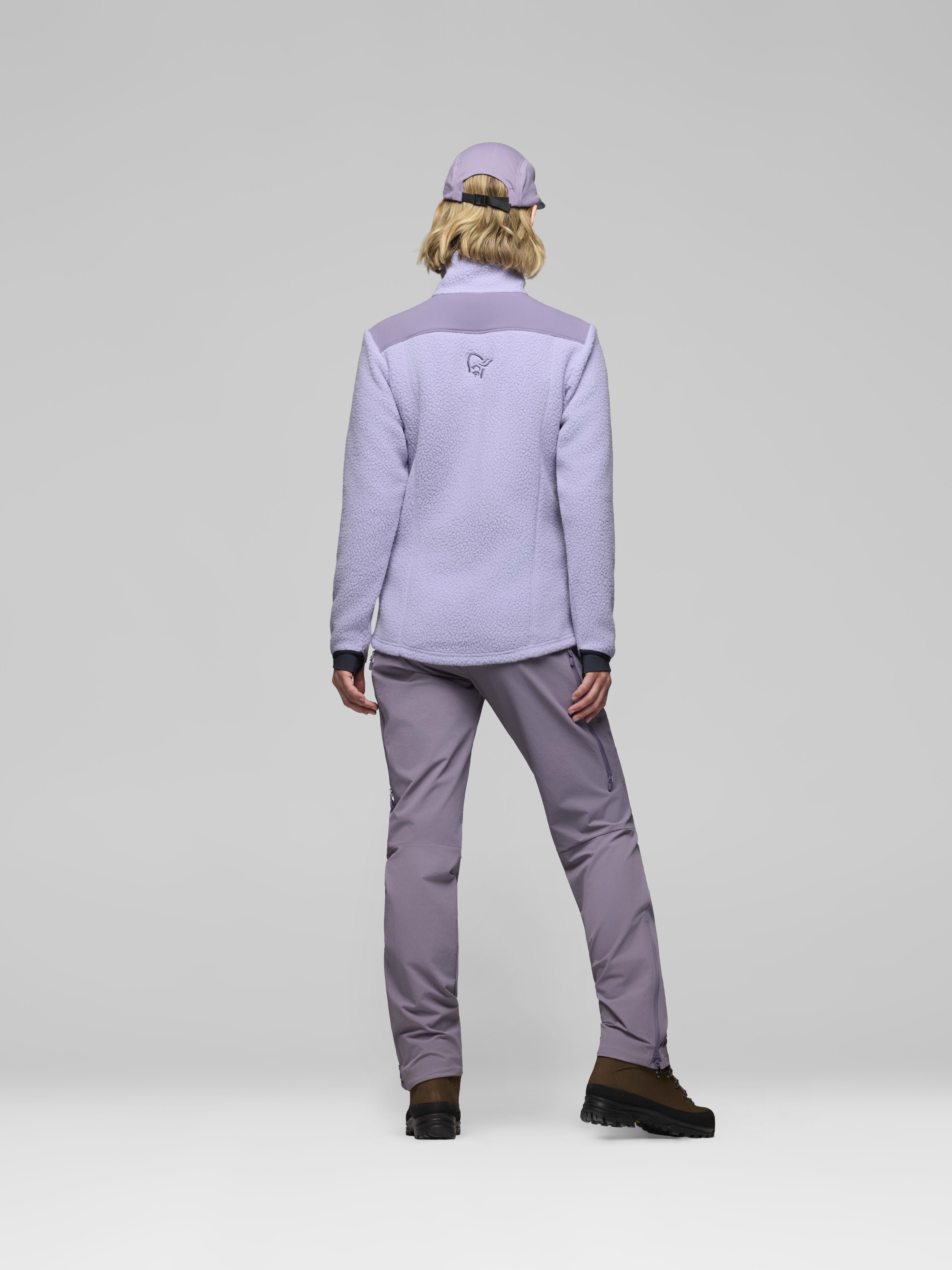 Female Look back image of trollveggen warm3 Jacket Heirloom Lilac/Purple Sage