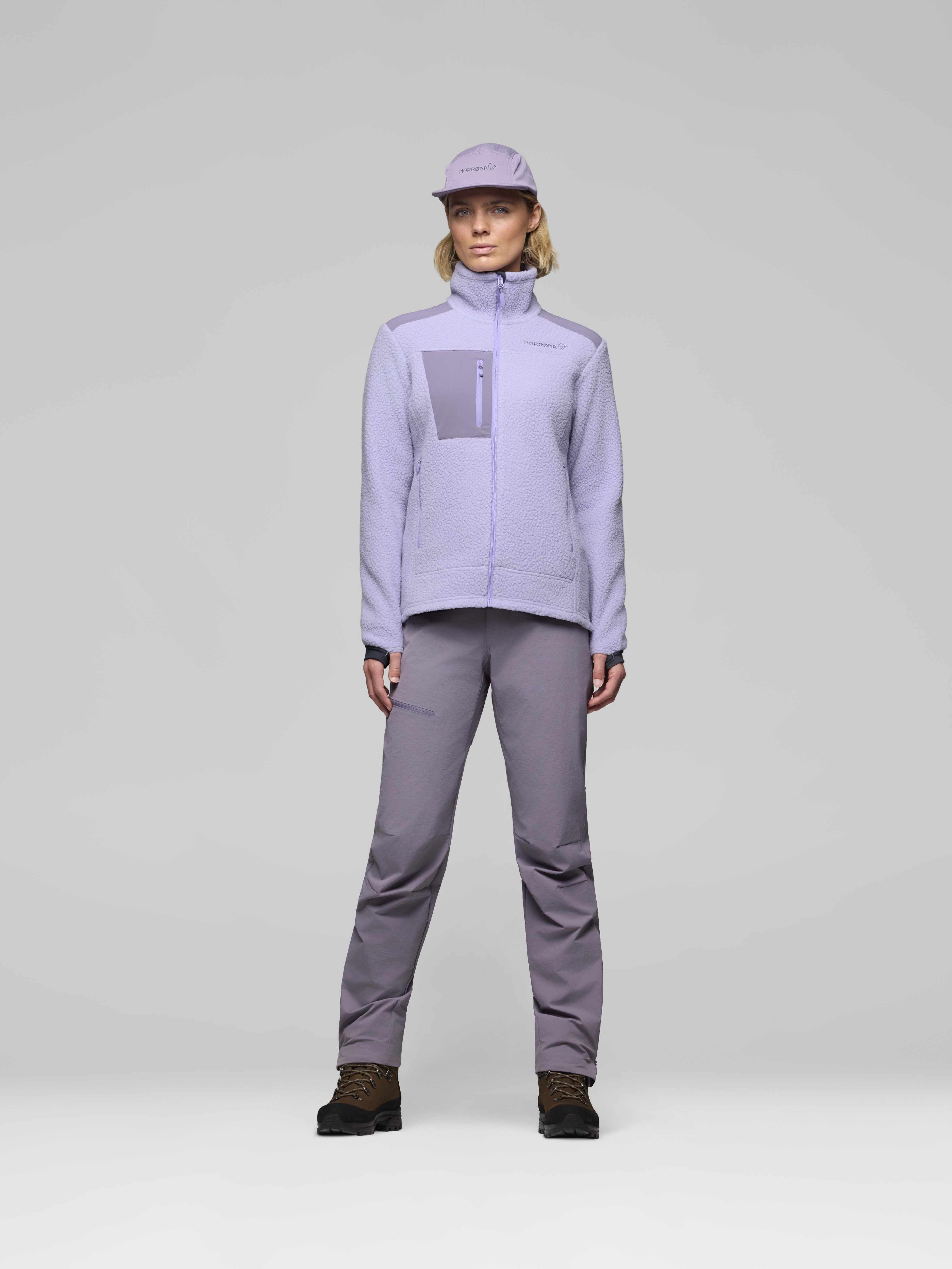 Female Look front image of trollveggen warm3 Jacket Heirloom Lilac/Purple Sage