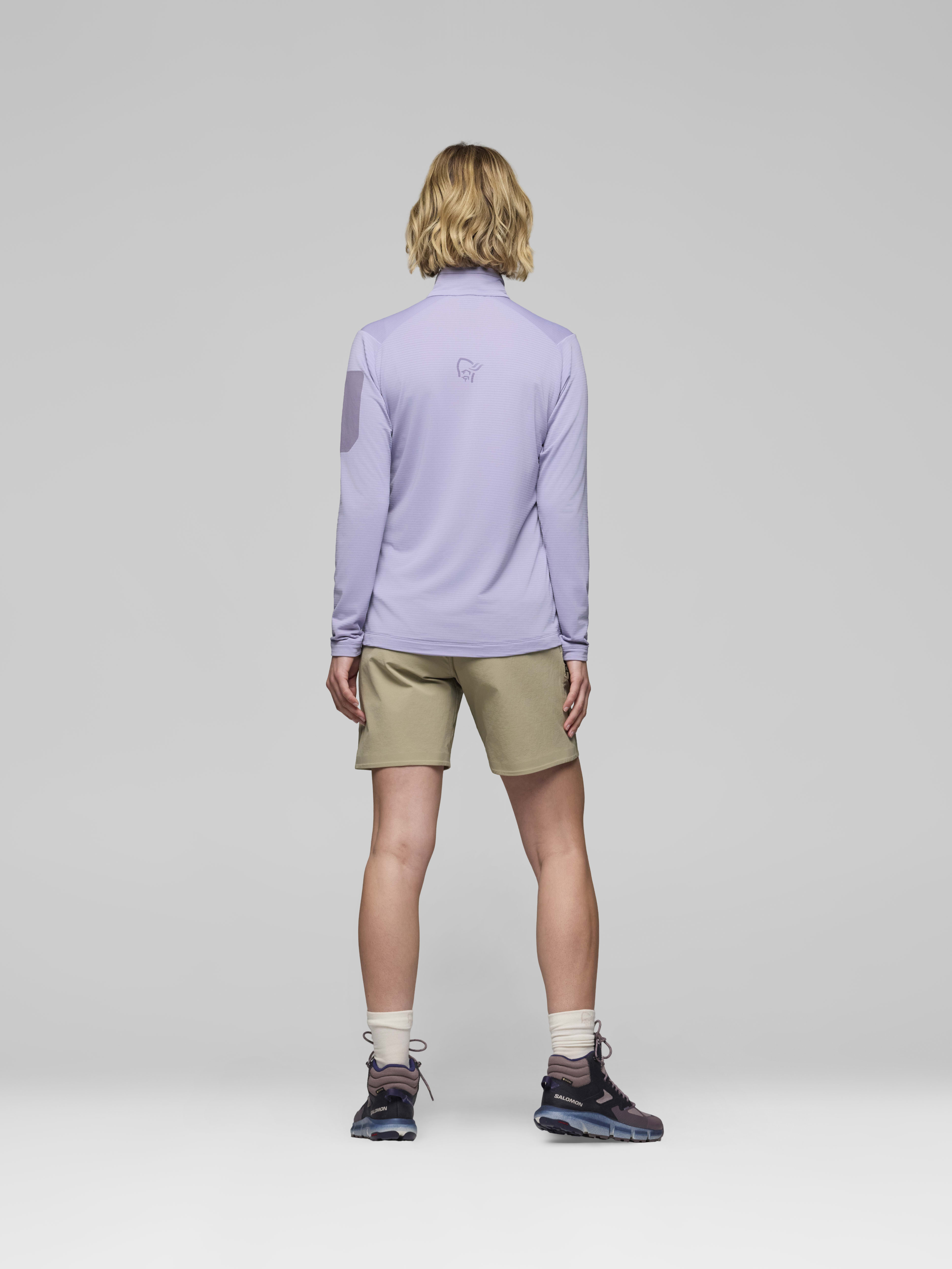 Female Look back image of falketind warm1 Jacket Heirloom Lilac/Purple Sage