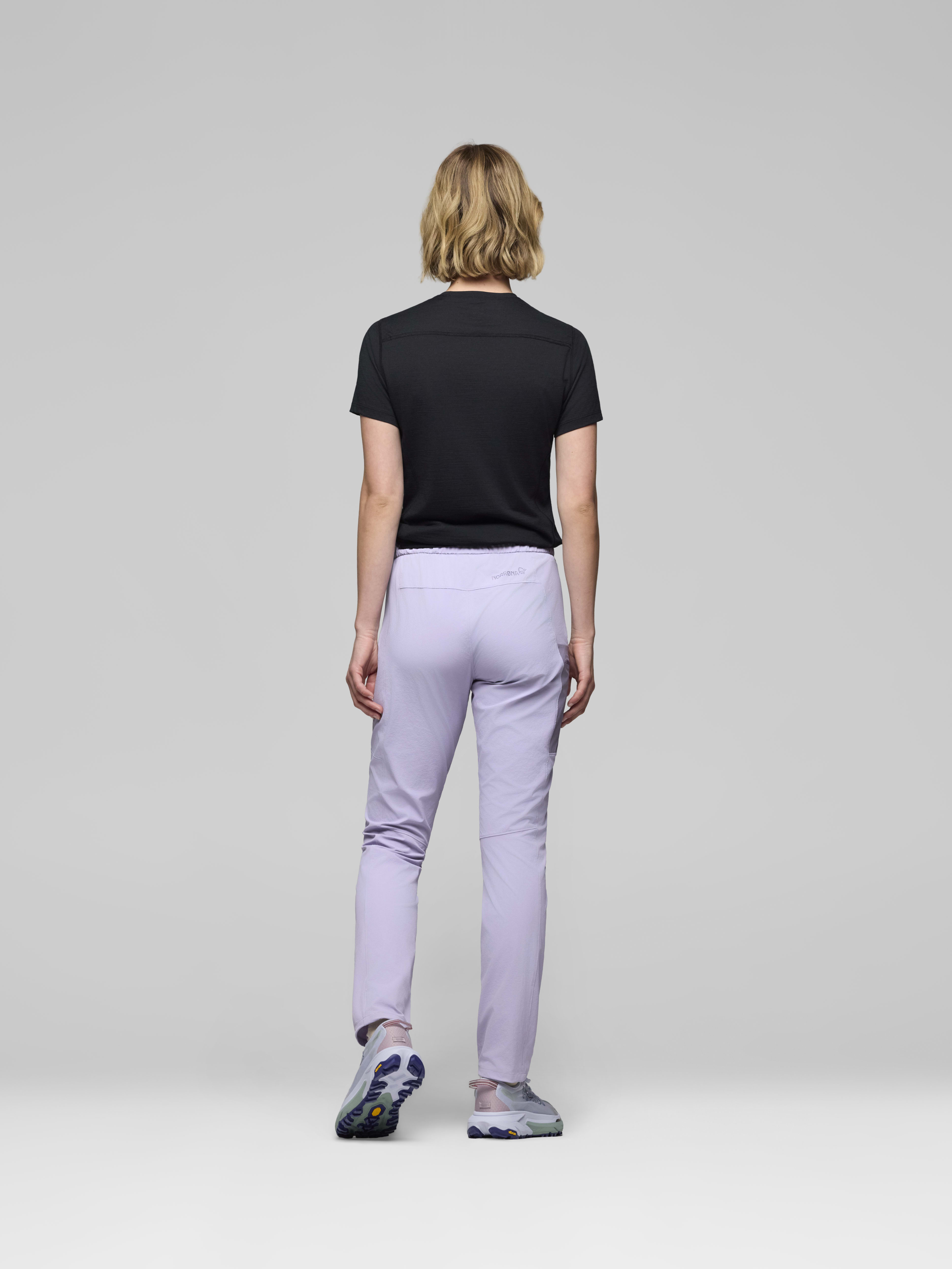 Female Look back image of falketind flex1 light Pants Heirloom Lilac/Purple Sage